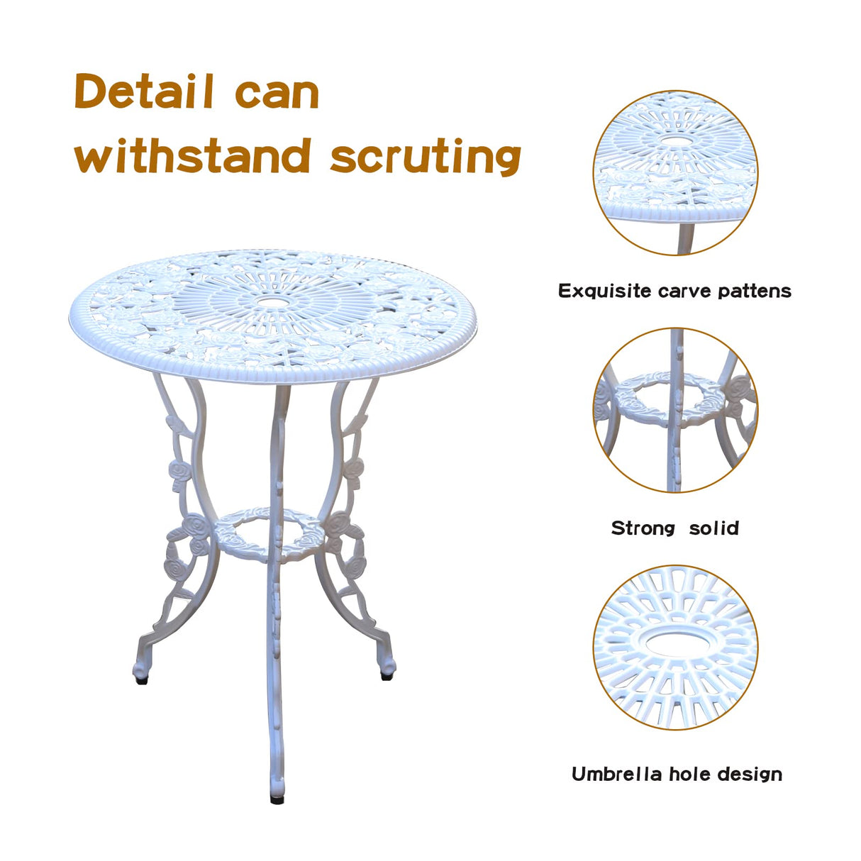 Patio Bistro Set.Rust-Resistant Cast Aluminum Bistro Table Set