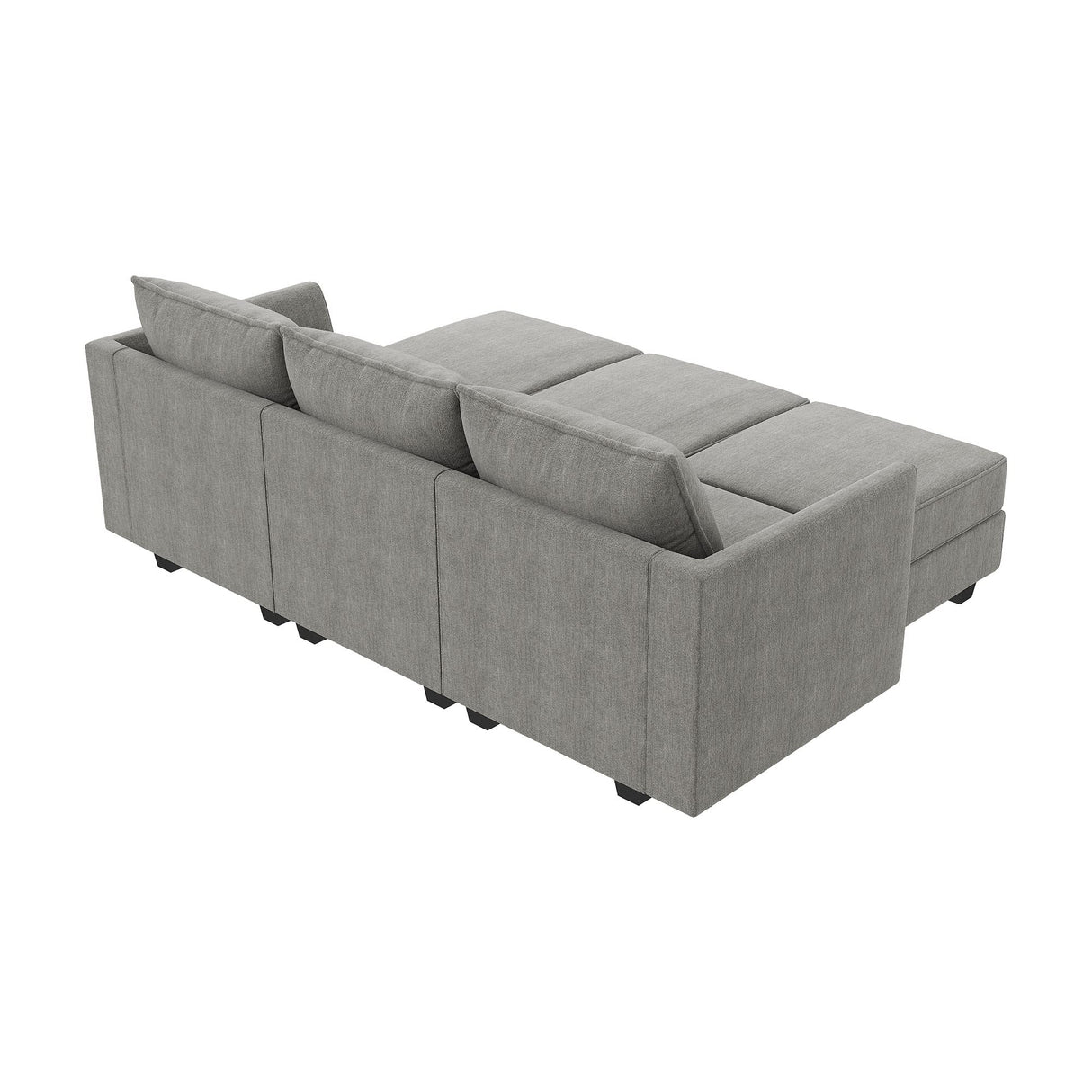 Convertible Modular Sectional Sofa with Ottomans Polyester Fabric Sleeper Sectional