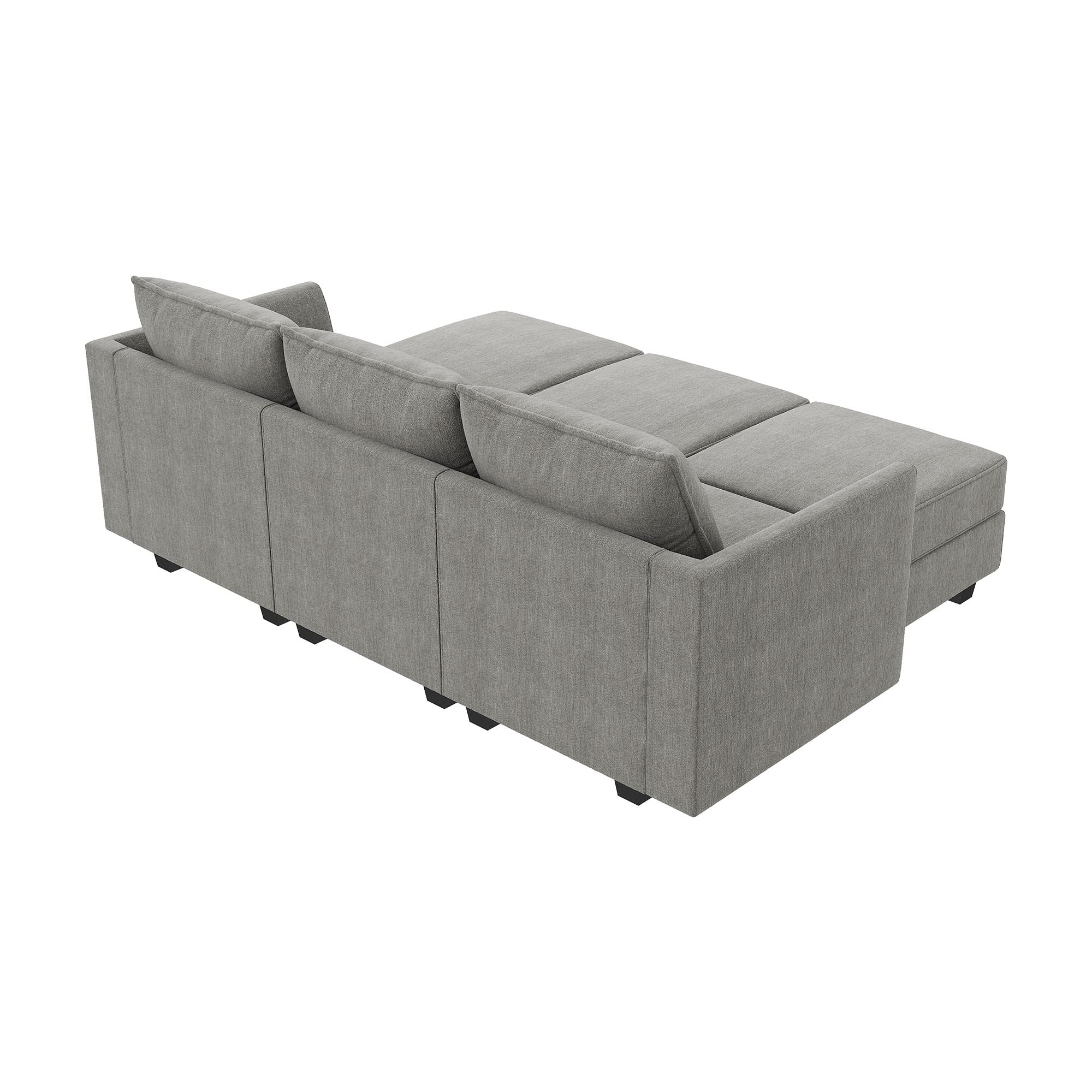 Convertible Modular Sectional Sofa with Ottomans Polyester Fabric Sleeper Sectional
