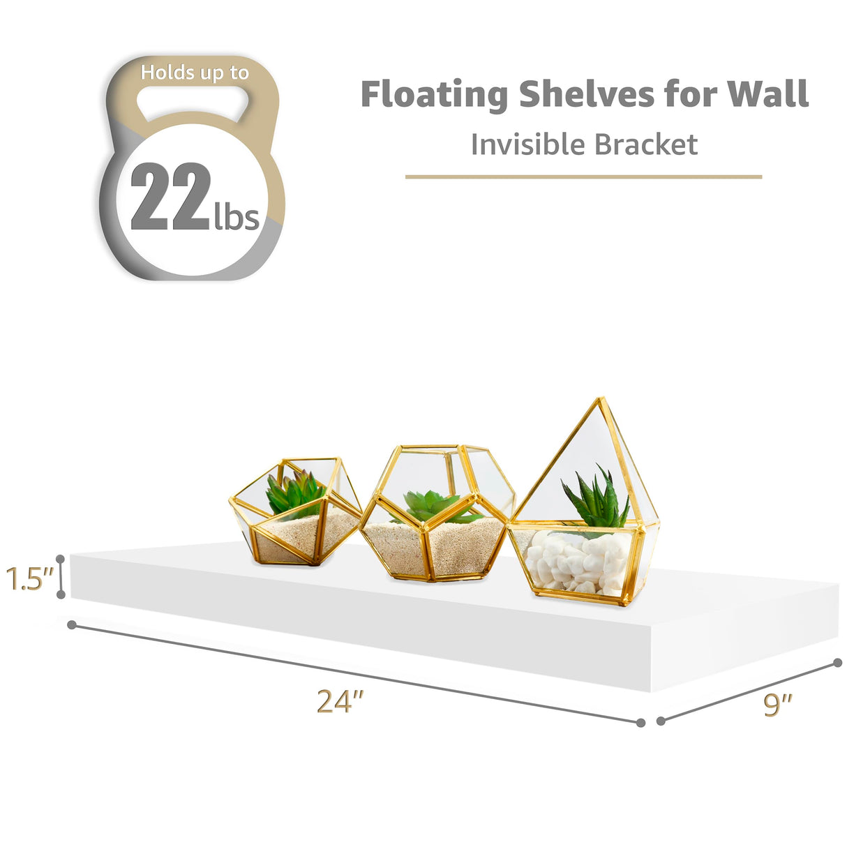 Floating Shelves, Wall Shelves for Bedroom, Kitchen, Living Room, Bathroom Shelves
