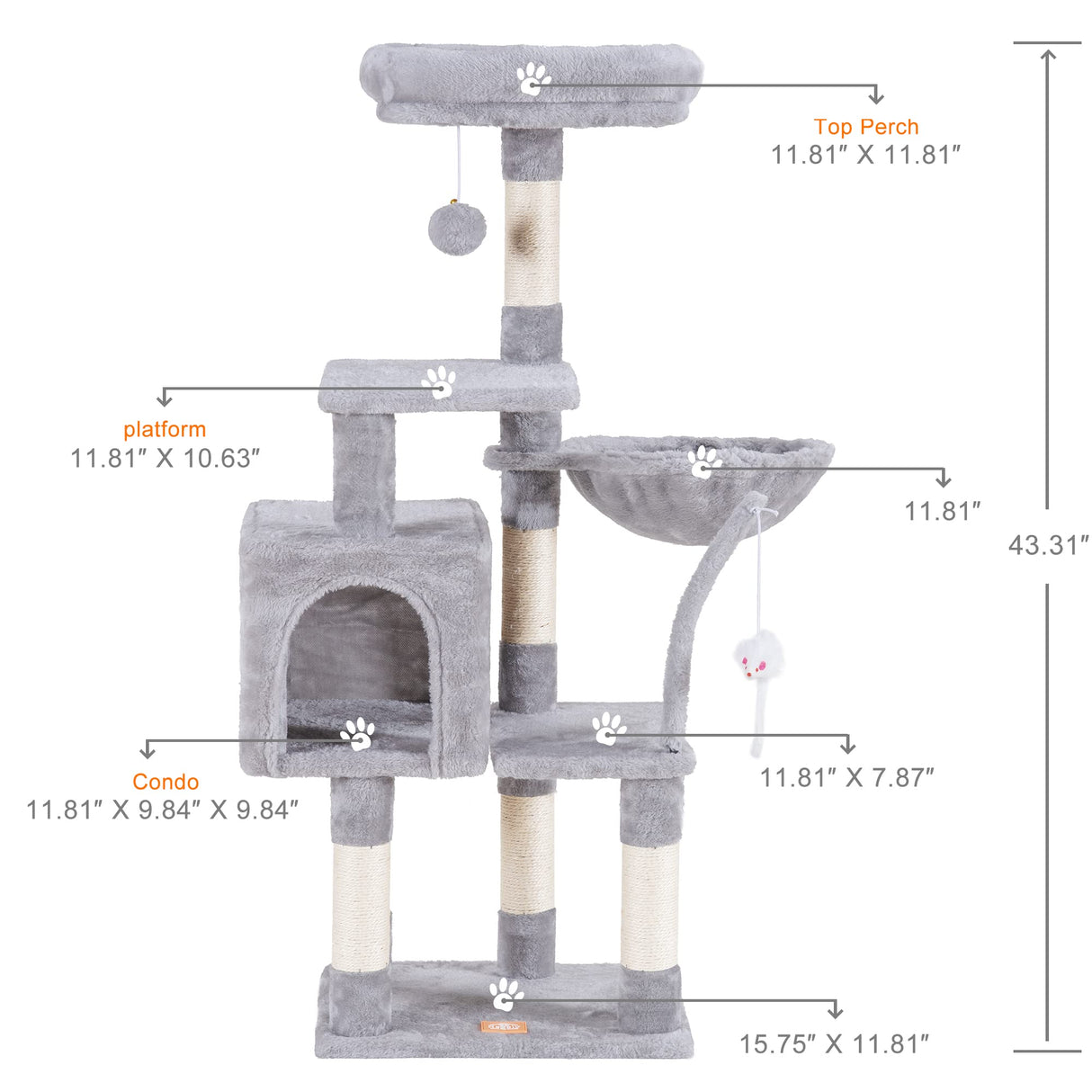 Cat Tree with Toy Cat Tower condo for Indoor Cats