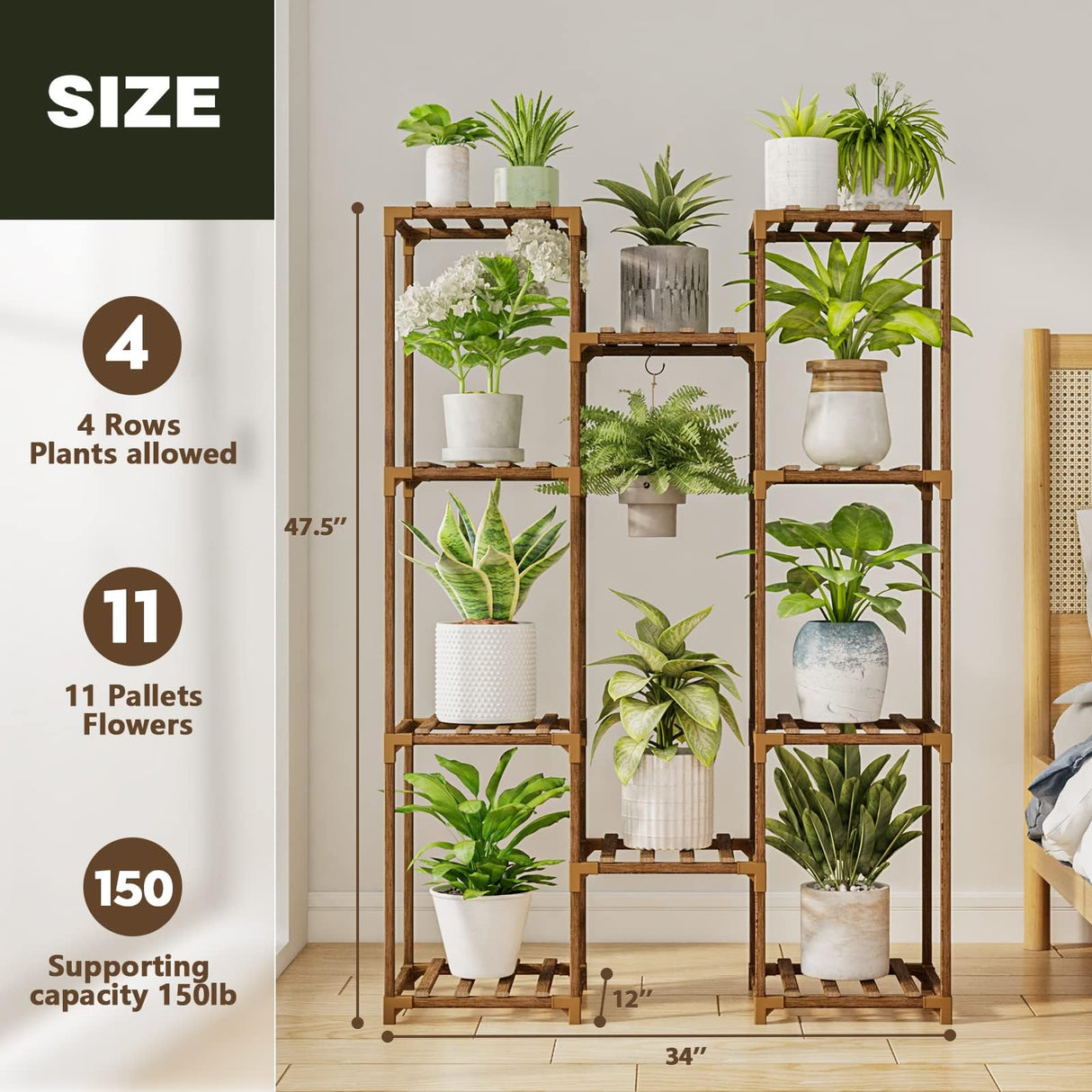 Bamworld 10-Tier Wooden Plant Stand