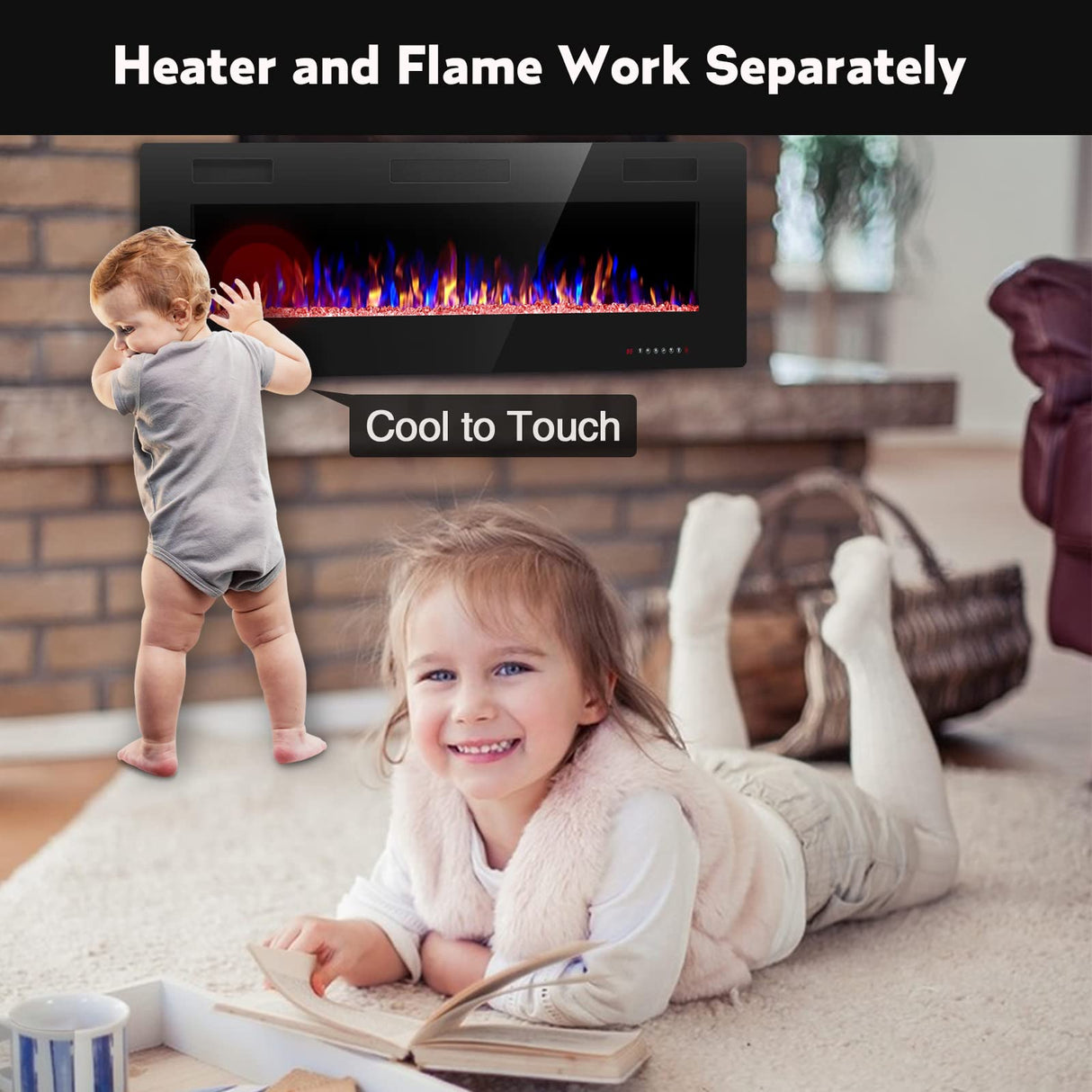 36 inch Recessed and Wall Mounted Electric Fireplace