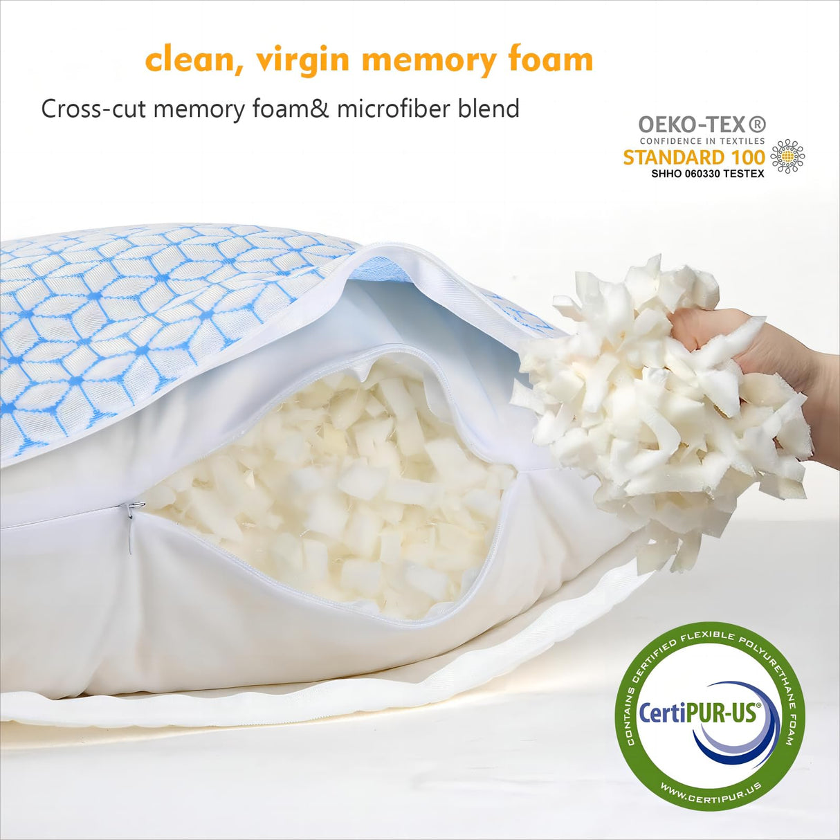 Pillows Queen Size Set of 2, Queen Pillows 2 Pack for Bed Foam Pillow