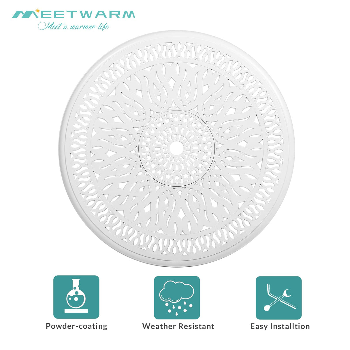 35.4" Round Patio Dinning Table, Outdoor Cast Aluminum Dinning Table