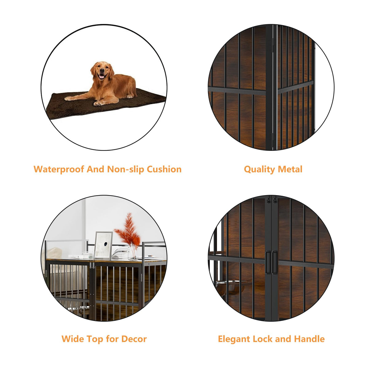Furniture Style Large Dog Crate with 360° & Adjustable Raised Feeder for Dogs