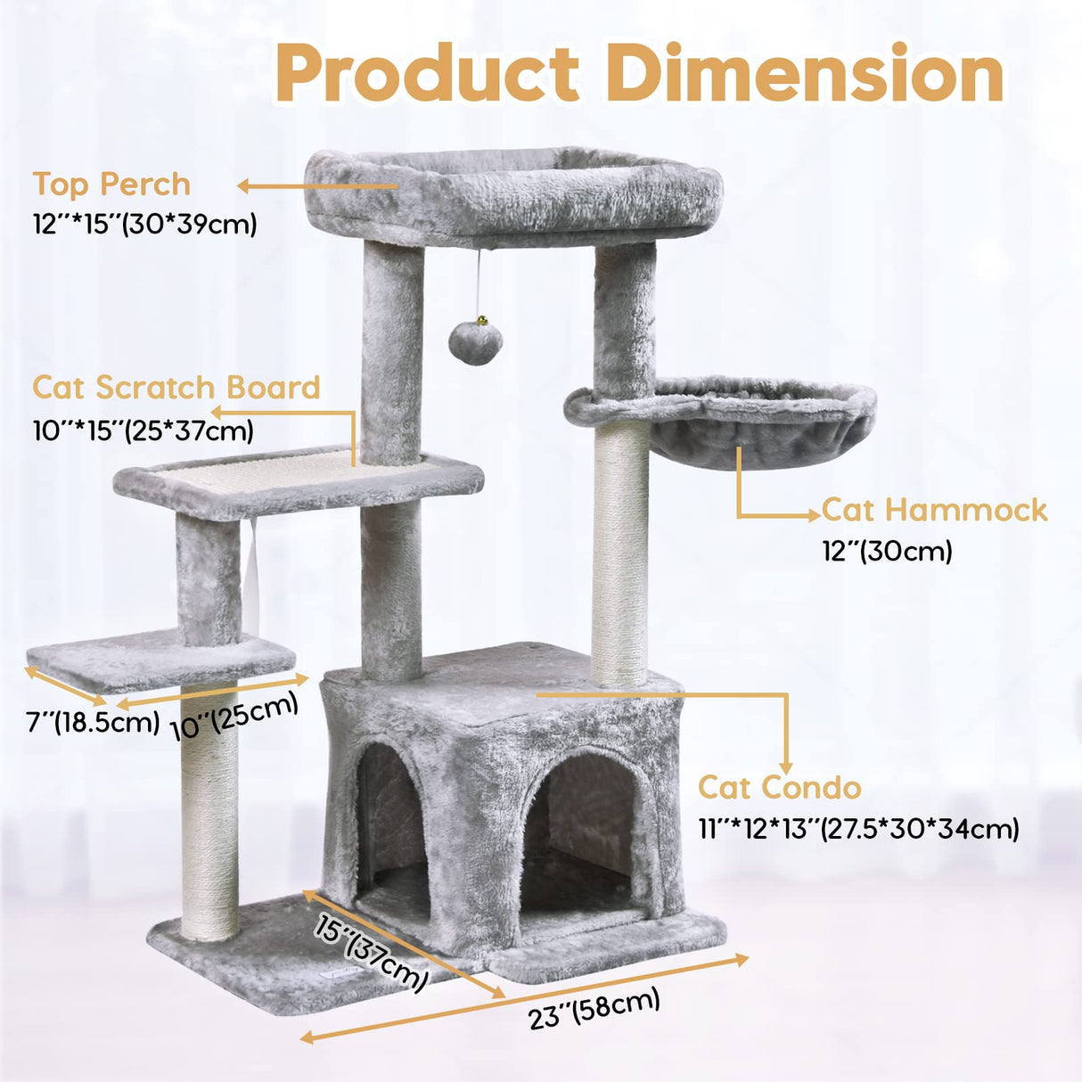 Cat Tree, Cat Tower with Sisal Scratching Post for Indoor Cats
