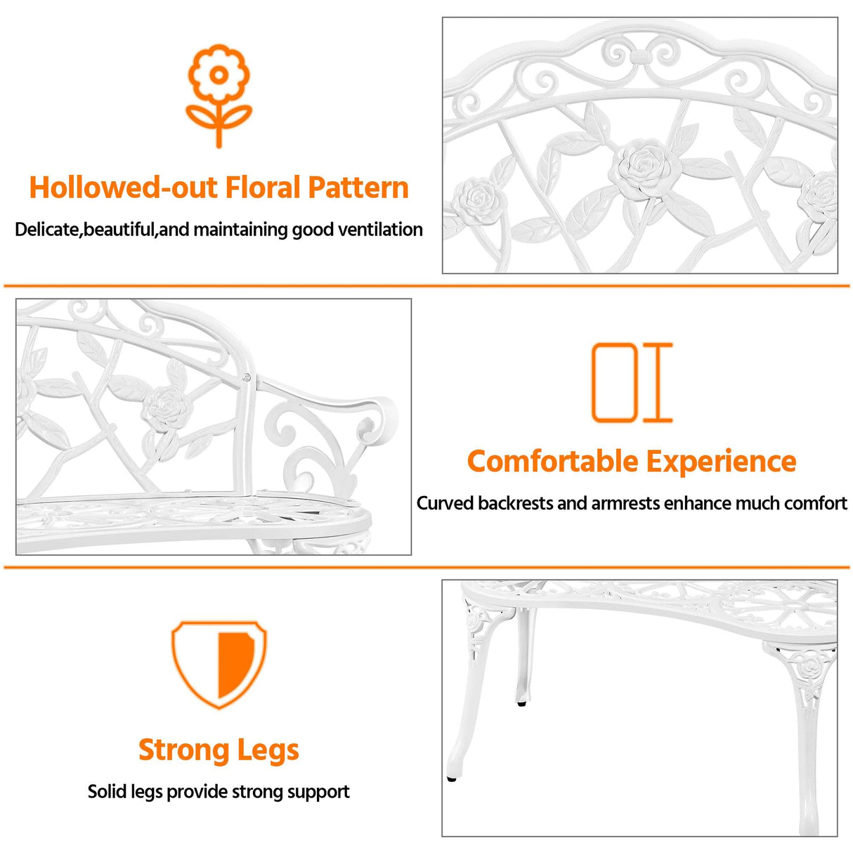 Patio Garden Bench Park Bench Outdoor Benches, Aluminium Patio Yard Bench