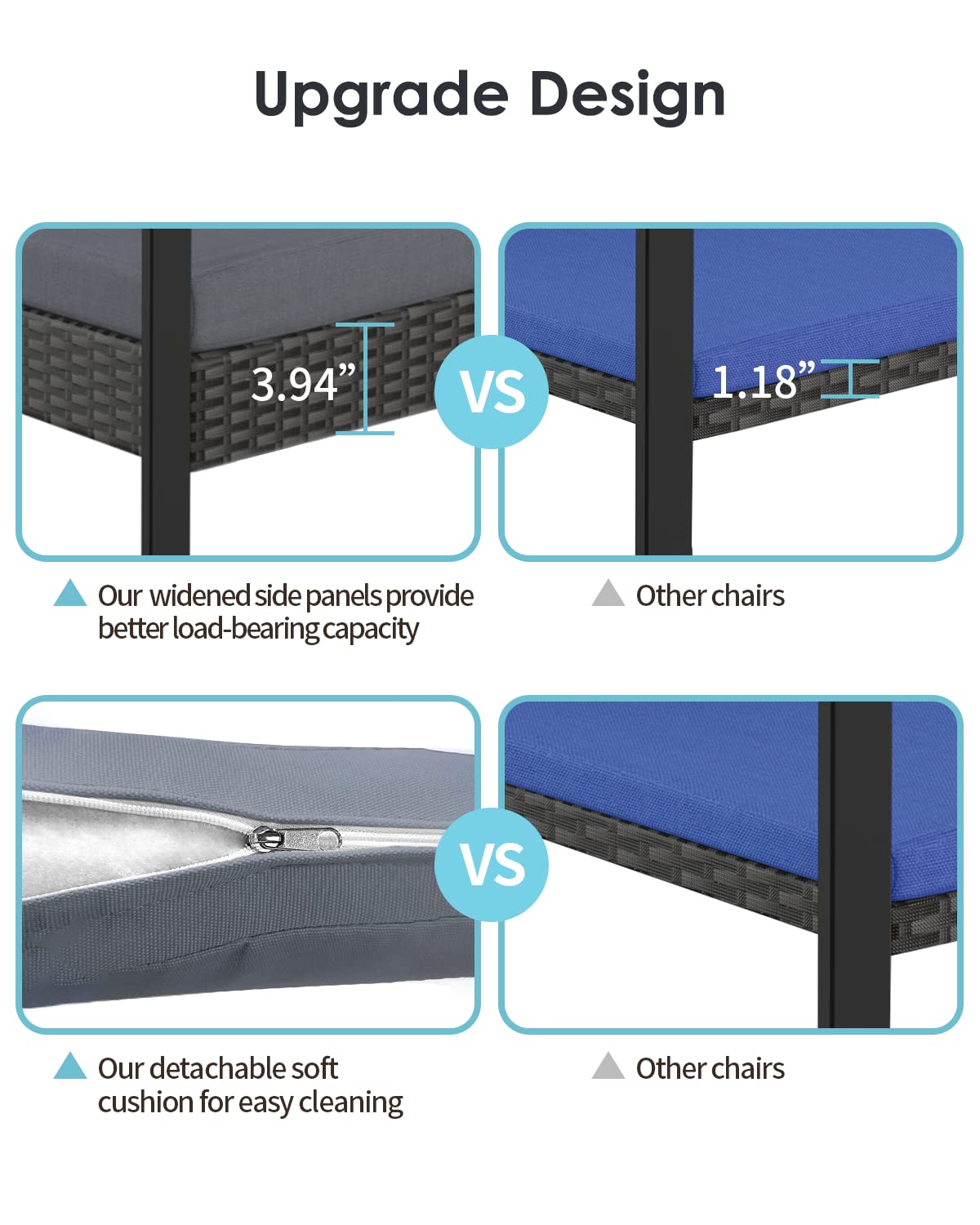 3 Pieces Wicker Patio Furniture Set, Modern Rocking Conversation Set