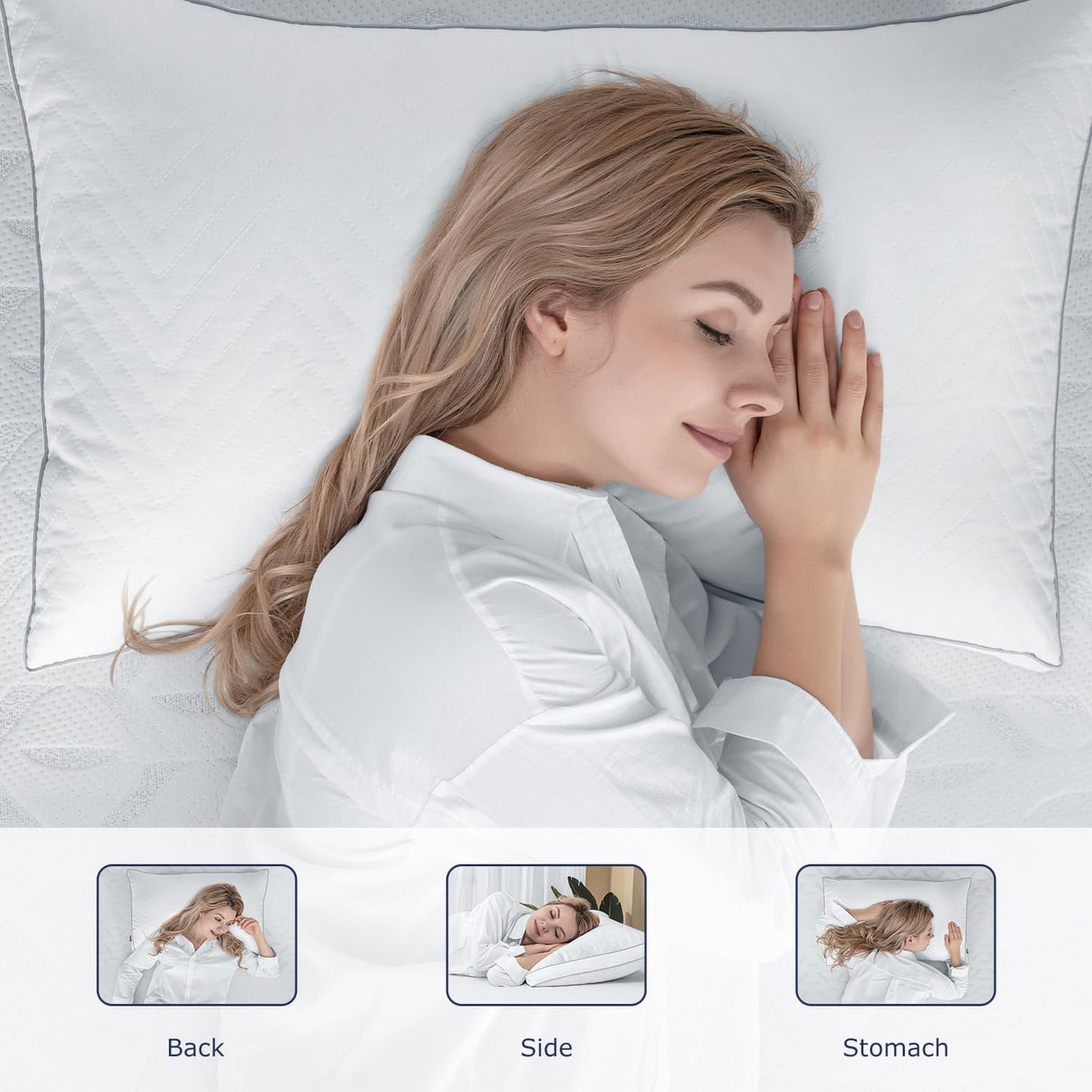 Pillows Standard Size Set of 2, Fluffy Pillows for Bed with Down Alternative