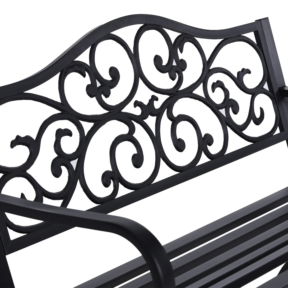50‘’ Outdoor Garden Bench Patio Park Bench, Cast Iron Frame Furniture