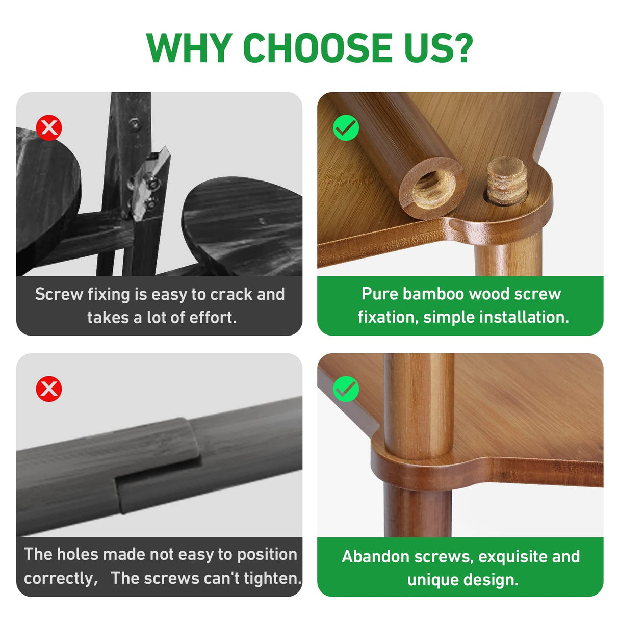 Enisudo 3-Tier Bamboo Plant Stand, Natural Rattan & Walnut Finish