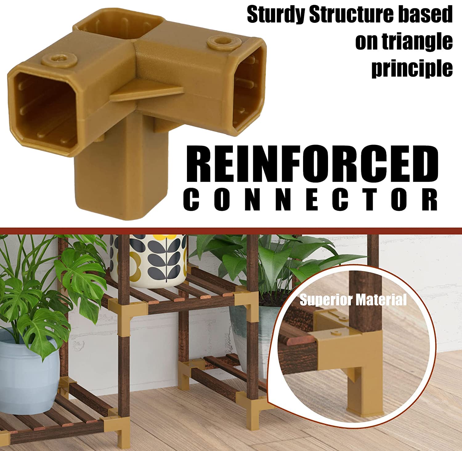 Trapezoid Wooden Plant Stand – Multi Tier Eucalyptus Wood Display Shelf