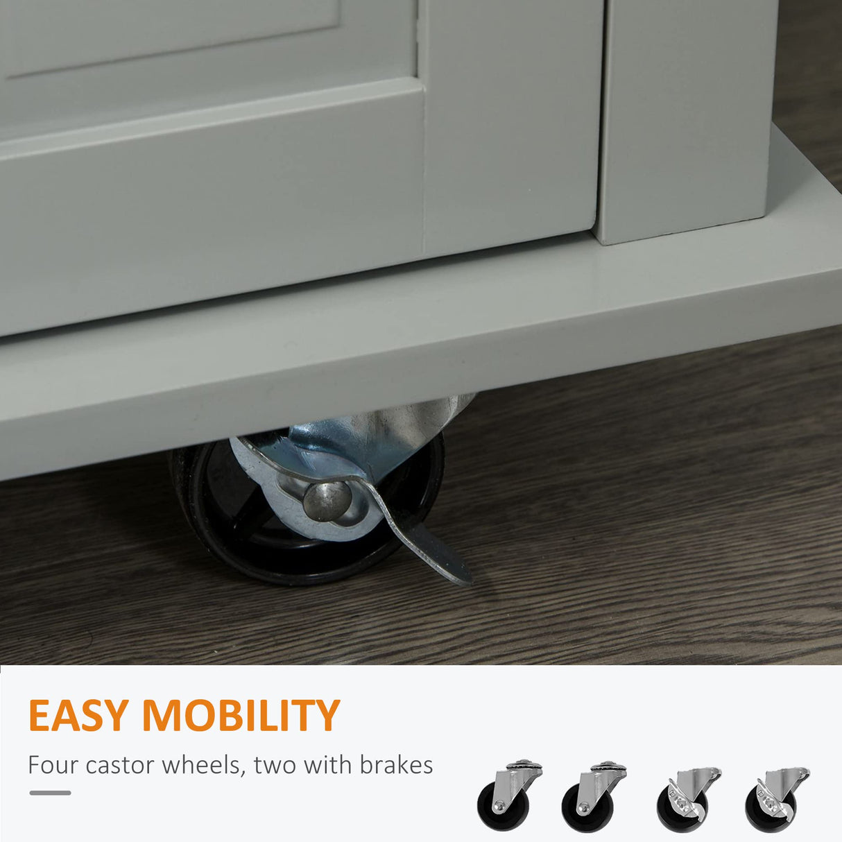 Kitchen Island on Wheels, Rolling Cart with Rubberwood Top