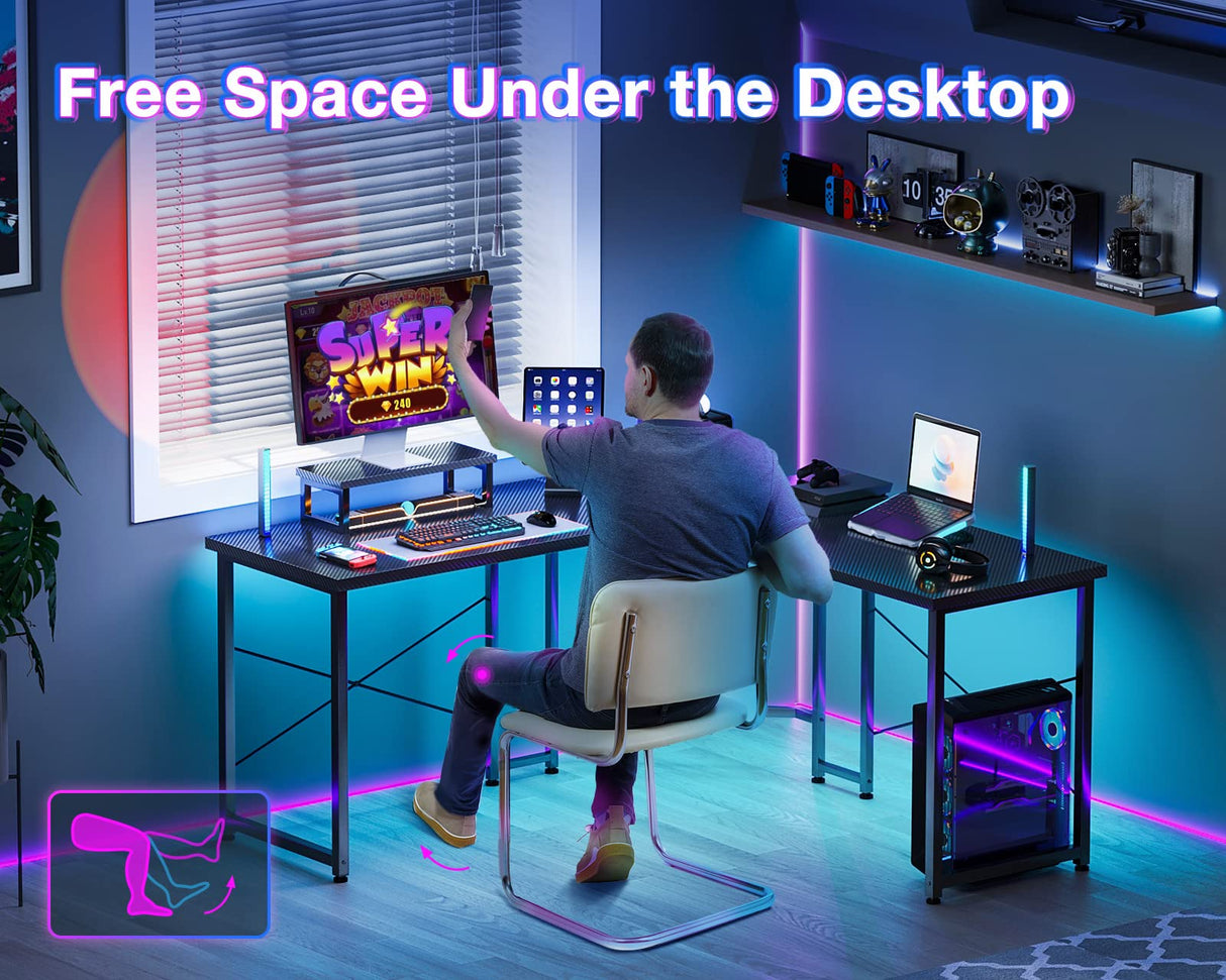 L Shaped Gaming Desk, 51 Inch Computer Desk with Monitor Stand
