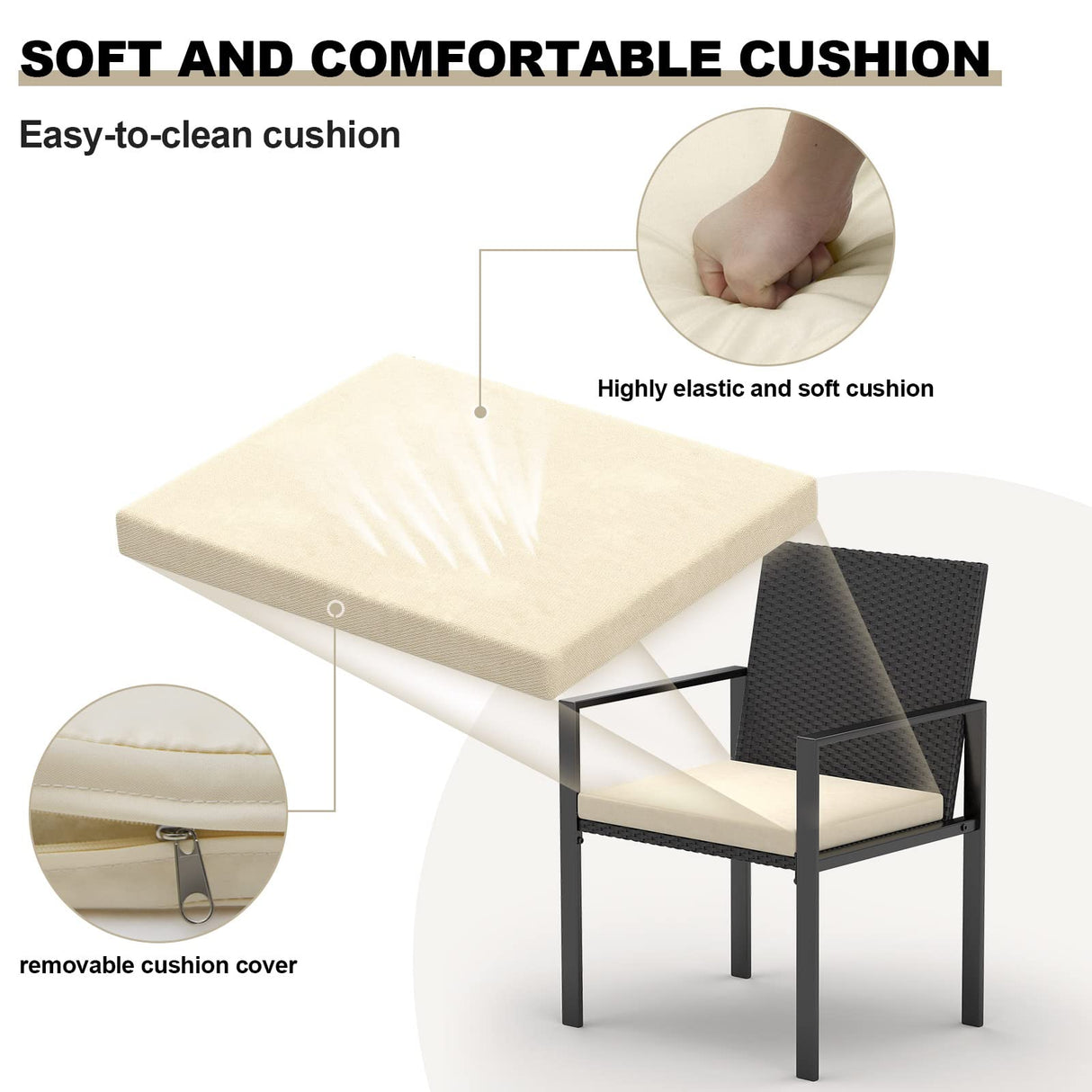 Patio Furniture Set, 4 Pcs Outdoor Conversation Furniture Extra Cushions