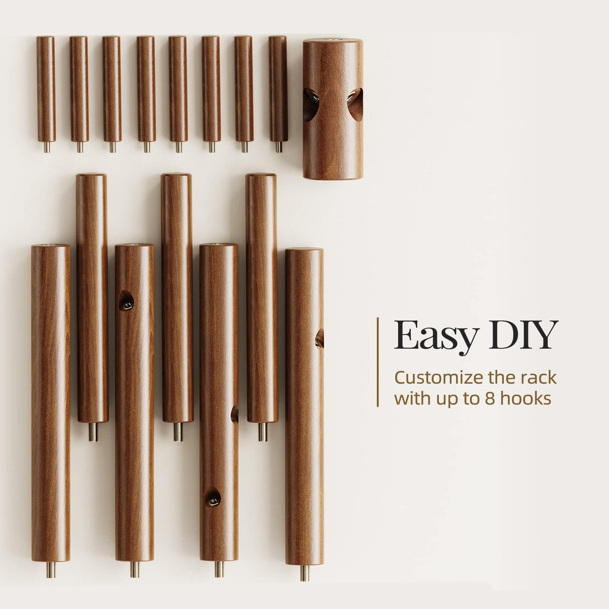 Coat Rack, Coat Rack Freestanding with 3 Adjustable Coat Tree and 8 Hooks