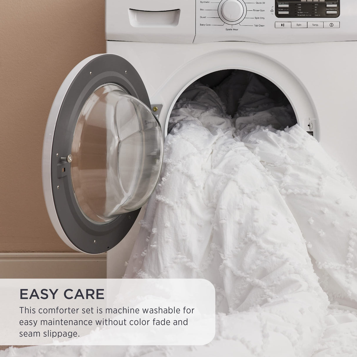 Boho Comforter Set - White Tufted Shabby Chic Bedding Comforter Set