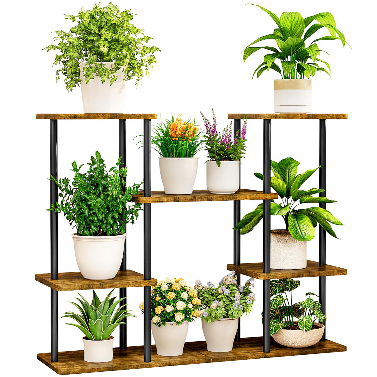 4 Tier Metal Plant Stand – Multi Tier Indoor Plant Rack for 10 Pots