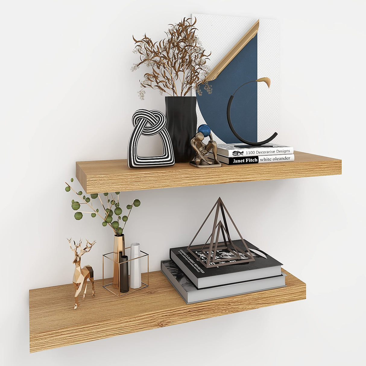 Oak Floating Shelves for Wall,24in Wall Mounted Display Ledge Shelves Perfect