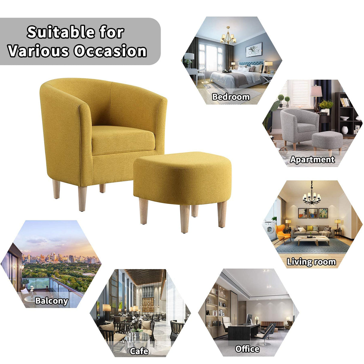 Modern Accent Chair, Upholstered Arm Chair Linen Fabric Single Sofa Chair