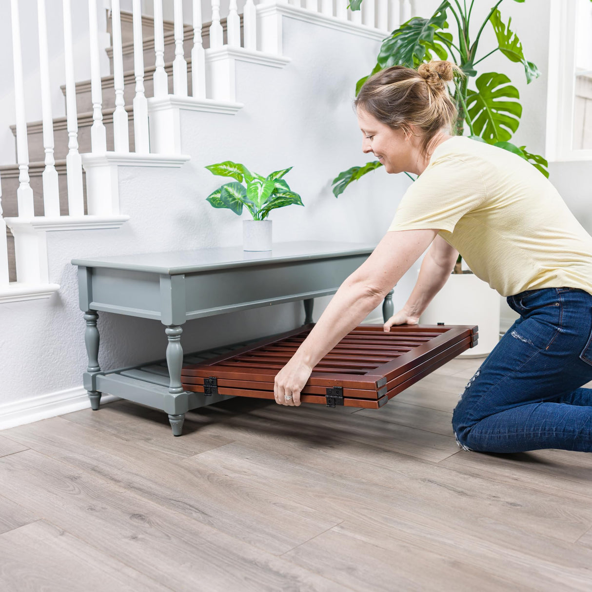 360 Configurable Dog Gate with Door – Indoor Freestanding Walk Through Wood Pet Gate