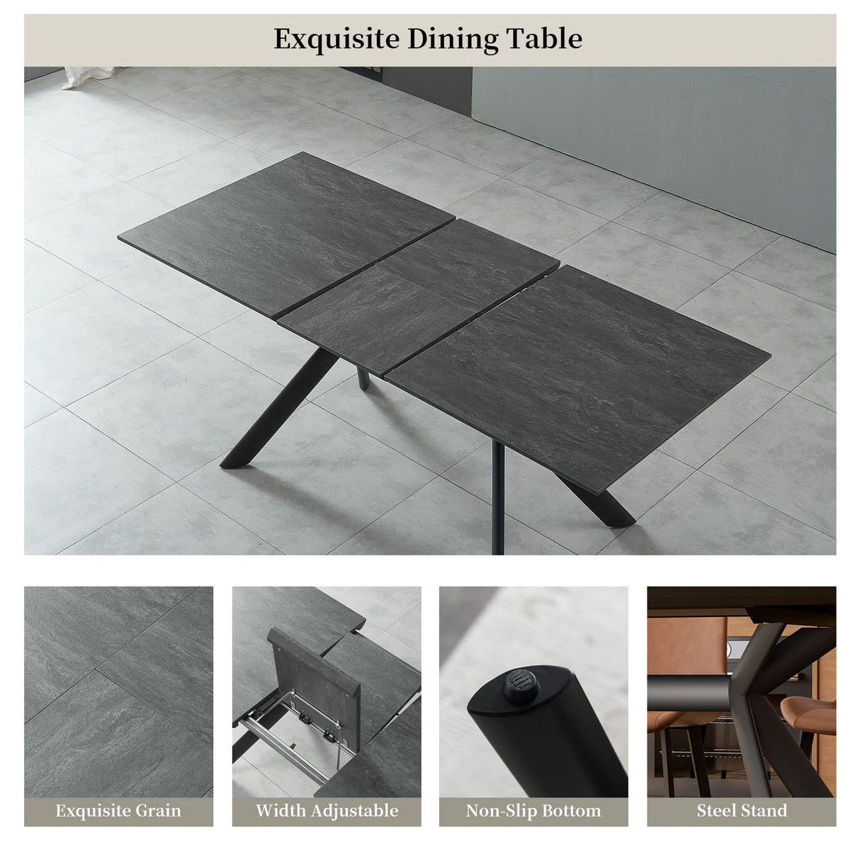 Extendable Dining Table Set for 6-8