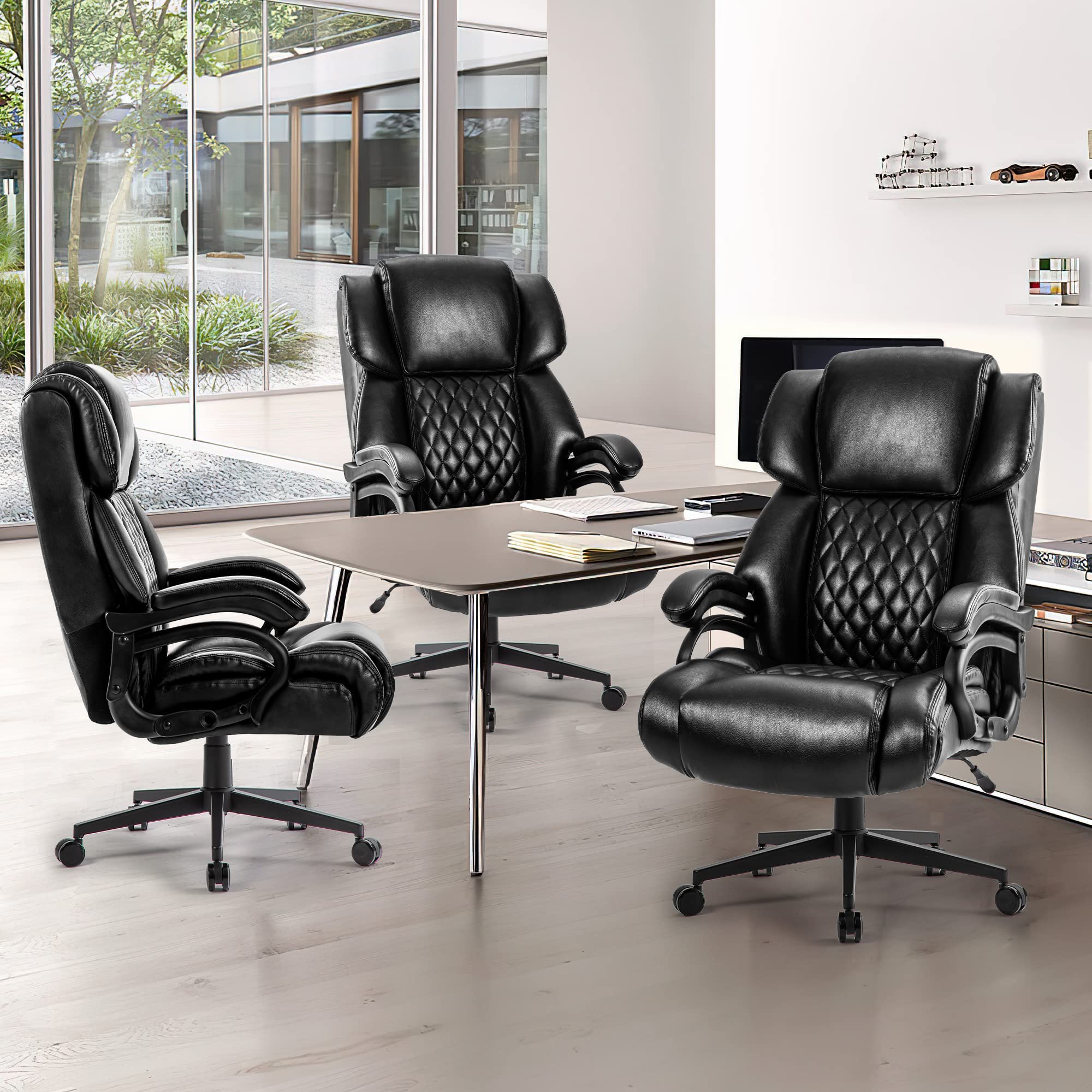 High Back Big & Tall 400lb Office Chair - Heavy Duty Metal Base