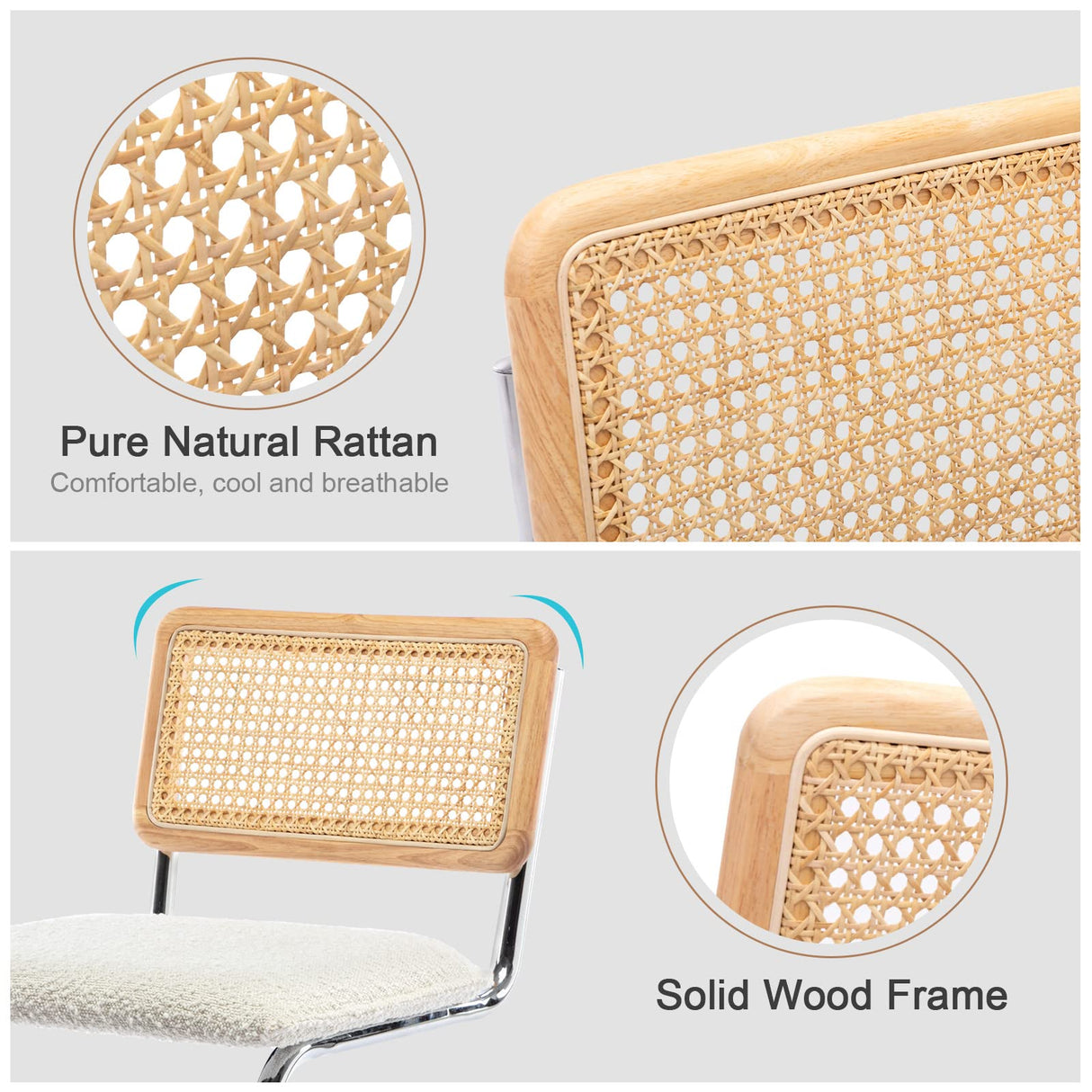 Rattan Dining Chairs with Cane Backrest