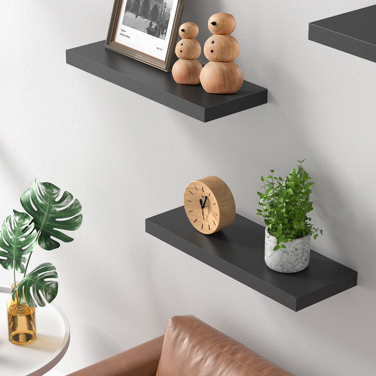Floating Shelves Black, Wall Shelves with Invisible Brackets for Bedroom, Bathroom