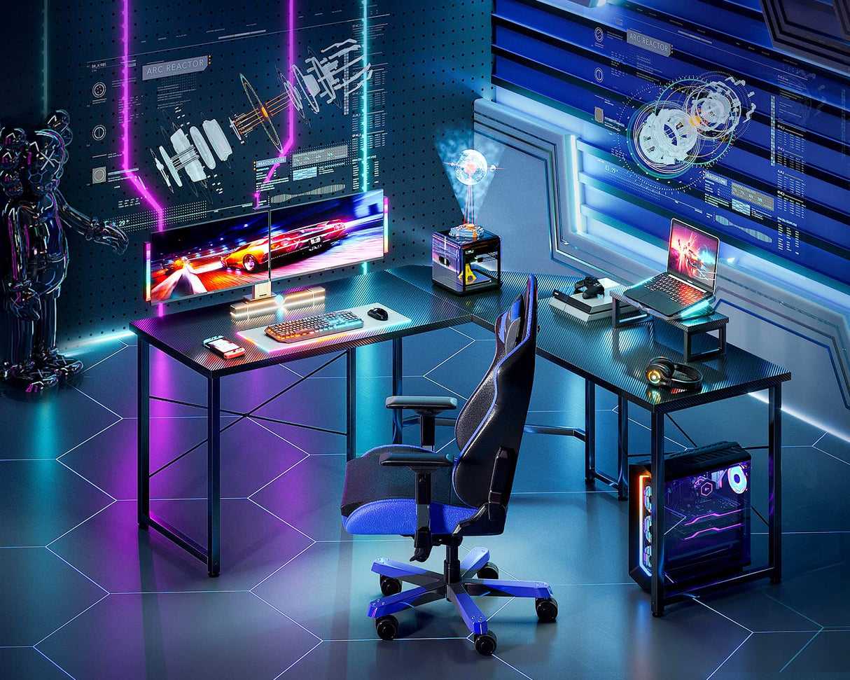 L Shaped Gaming Desk, 51 Inch Computer Desk with Monitor Stand