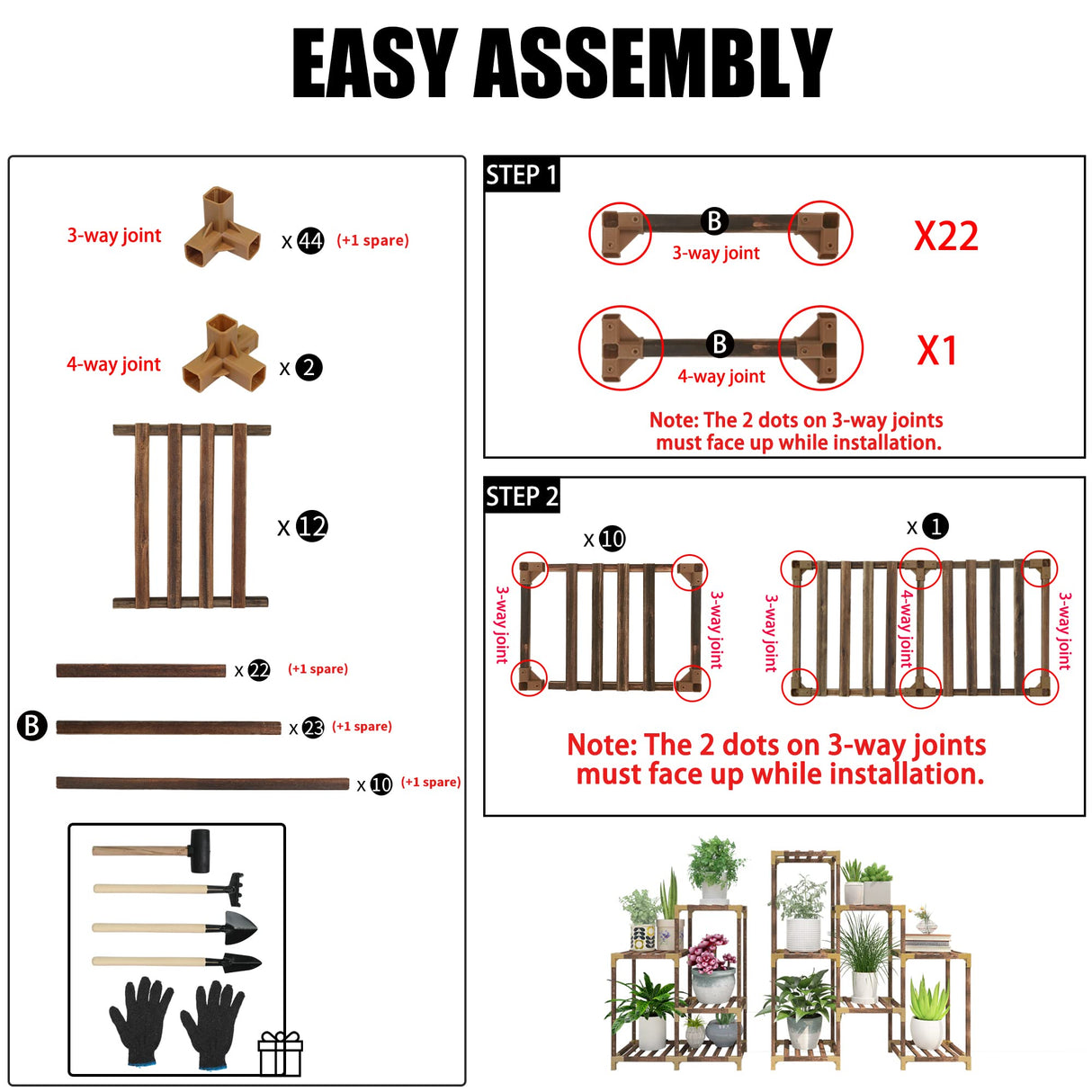 Trapezoid Wooden Plant Stand – Multi Tier Eucalyptus Wood Display Shelf
