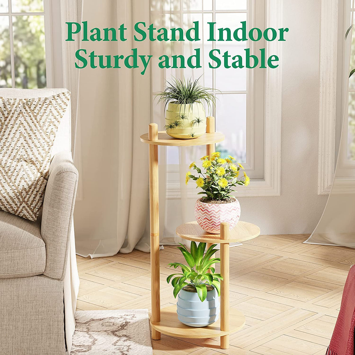 3-Tier Bamboo Plant Stand – Easy Assembly, Waterproof & Stable
