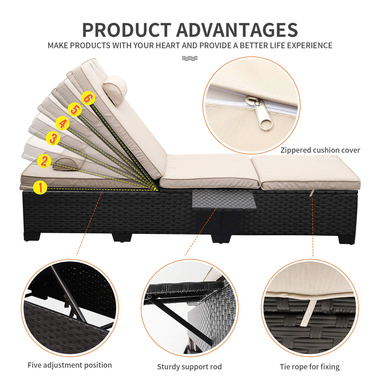 Outdoor PE Wicker Chaise Lounge Chairs - 2 Piece Patio