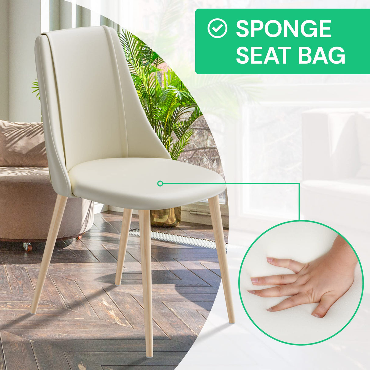 PU Dining Chairs Set of 4 Modern Living Room Chairs