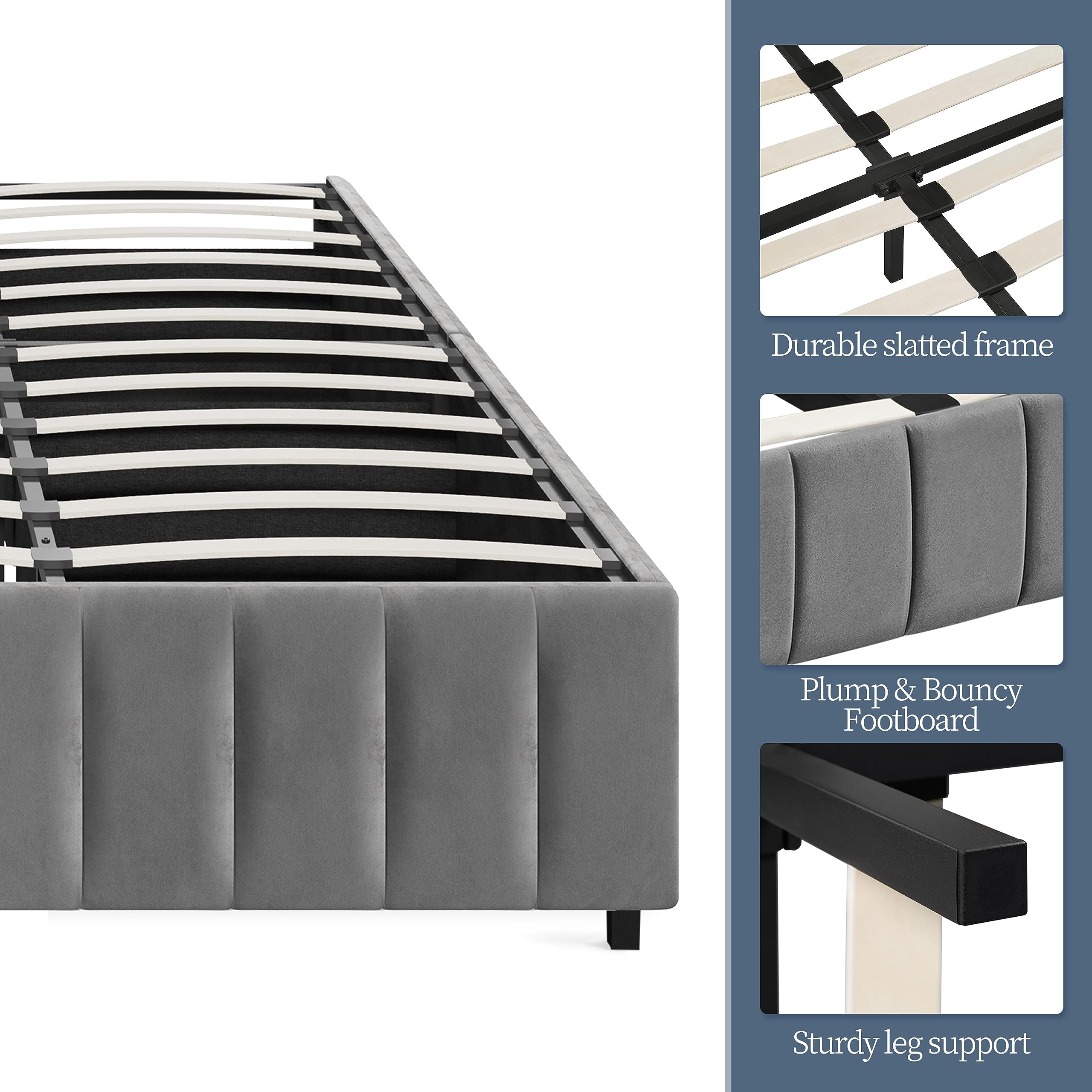 King Bed Frame with Storage – Upholstered Platform Bed with Drawers
