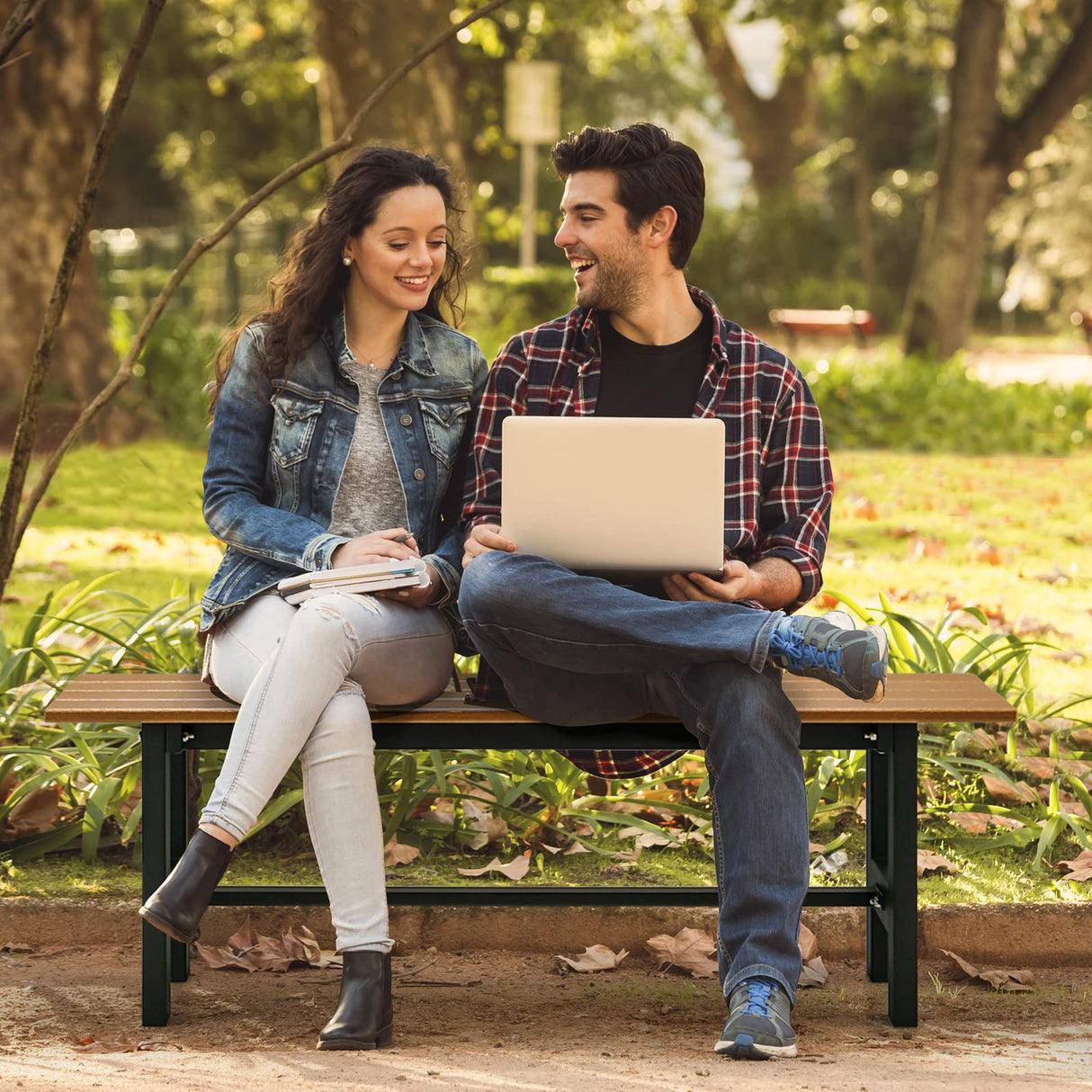 2-Person Outdoor Bench Seat - Backless Patio Bench, 47ā Outside Chair