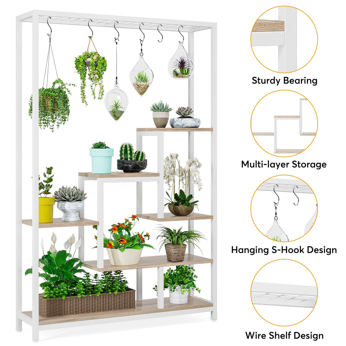 Tribesigns 5-Tier White & Beige Ladder Plant Stand