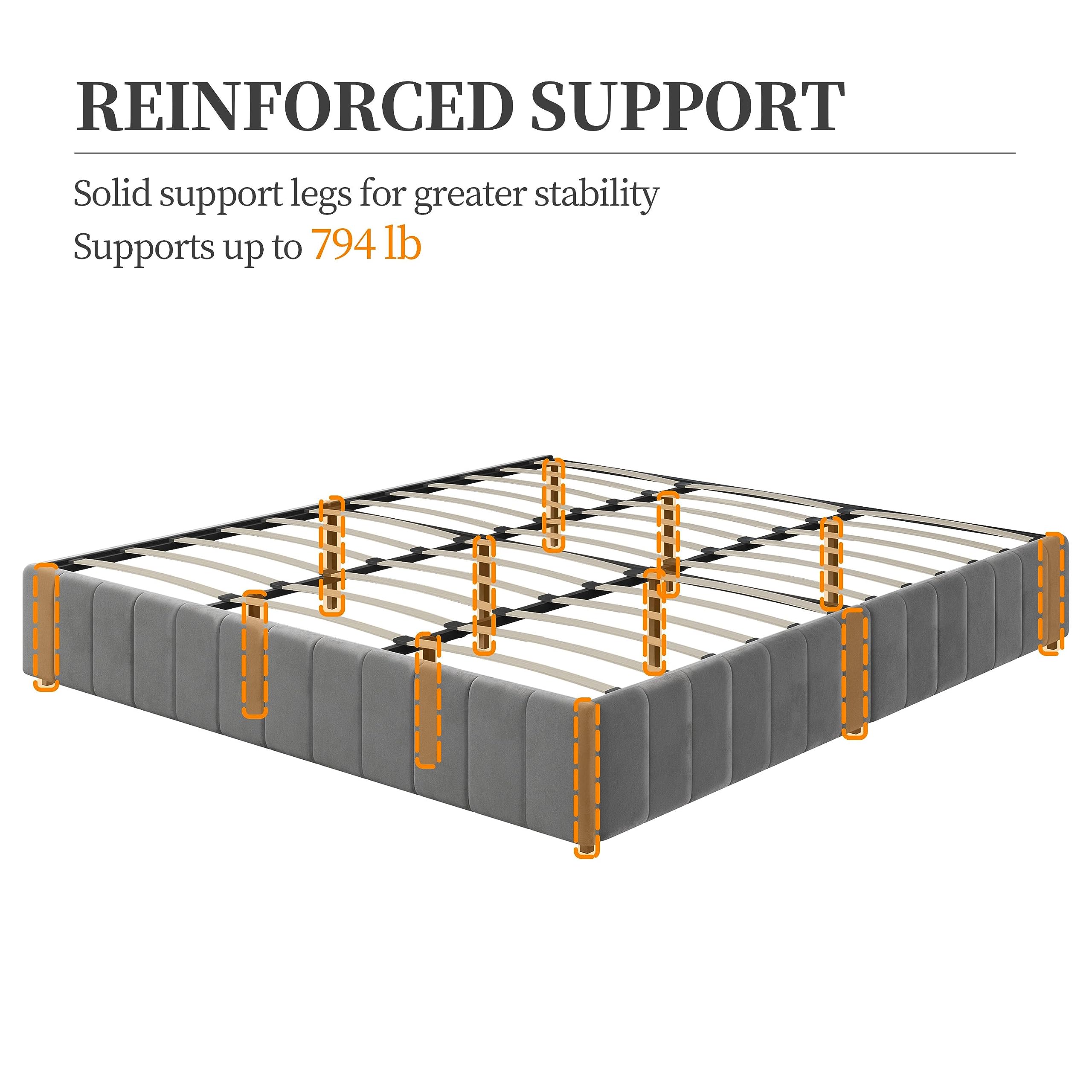 King Bed Frame with Storage – Upholstered Platform Bed with Drawers