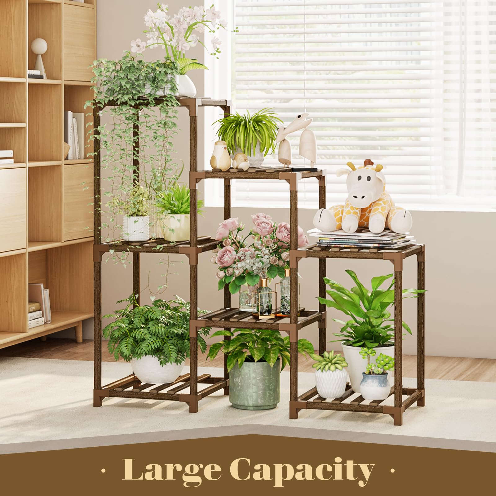 Rustic 7-Tier Wooden Plant Stand – Multi-Tiered Display Rack