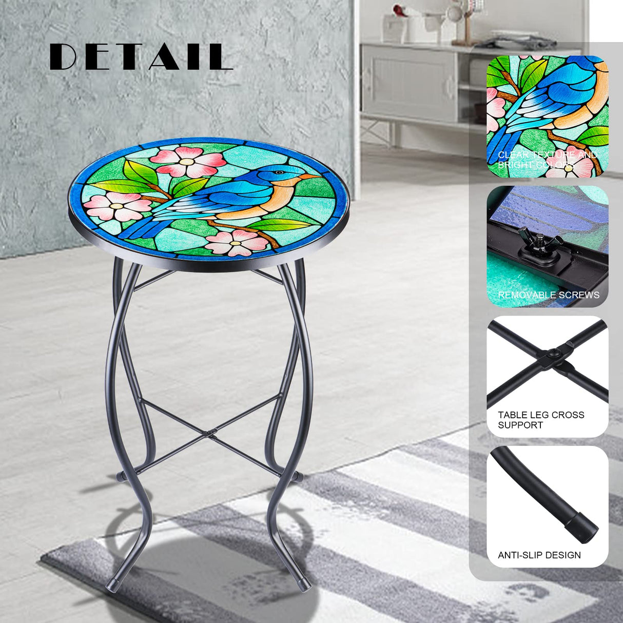 Patio Side Table Outdoor Accent Table Bistro Plant End Table Small Table