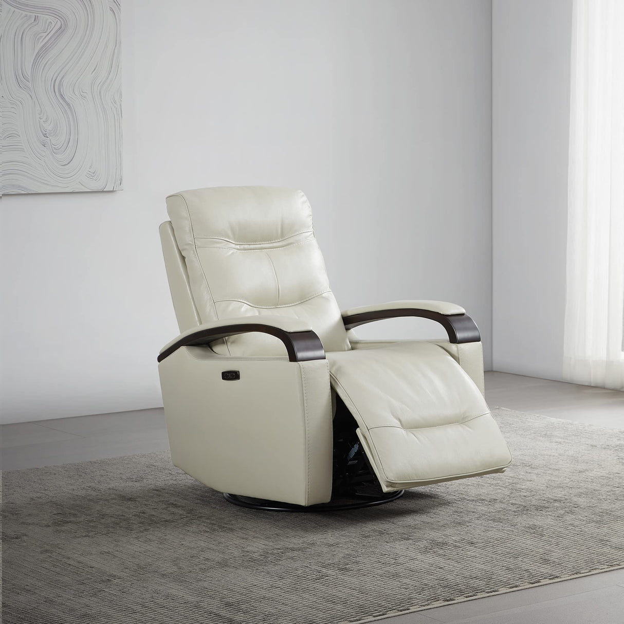 CloudChita Power Swivel Glider Recliner – USB, Headrest, Rocker Motion in Light Grey