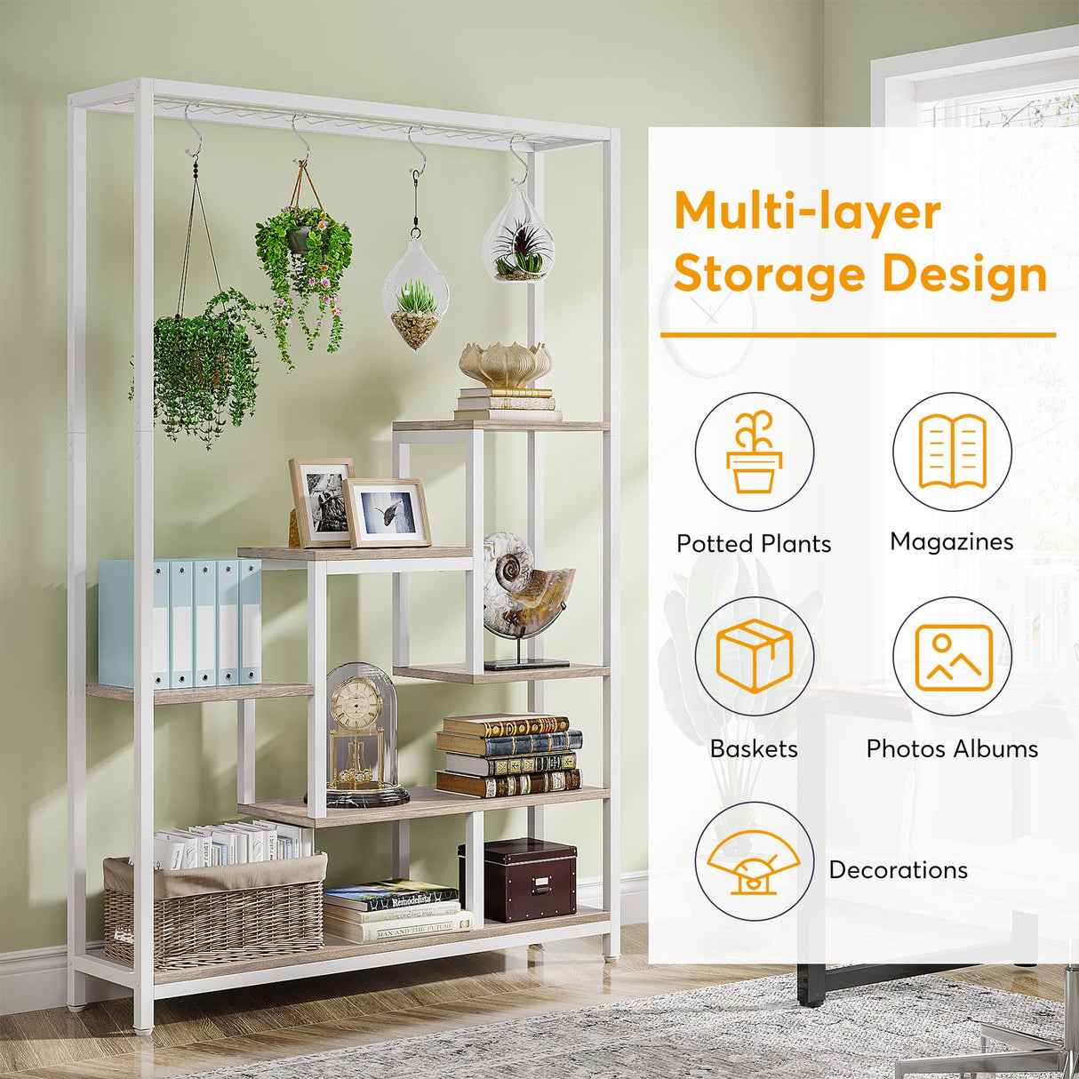 Tribesigns 5-Tier White & Beige Ladder Plant Stand