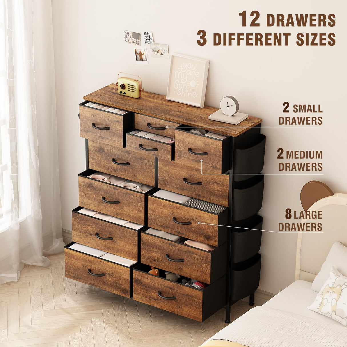 12 Drawers with Side Pockets
