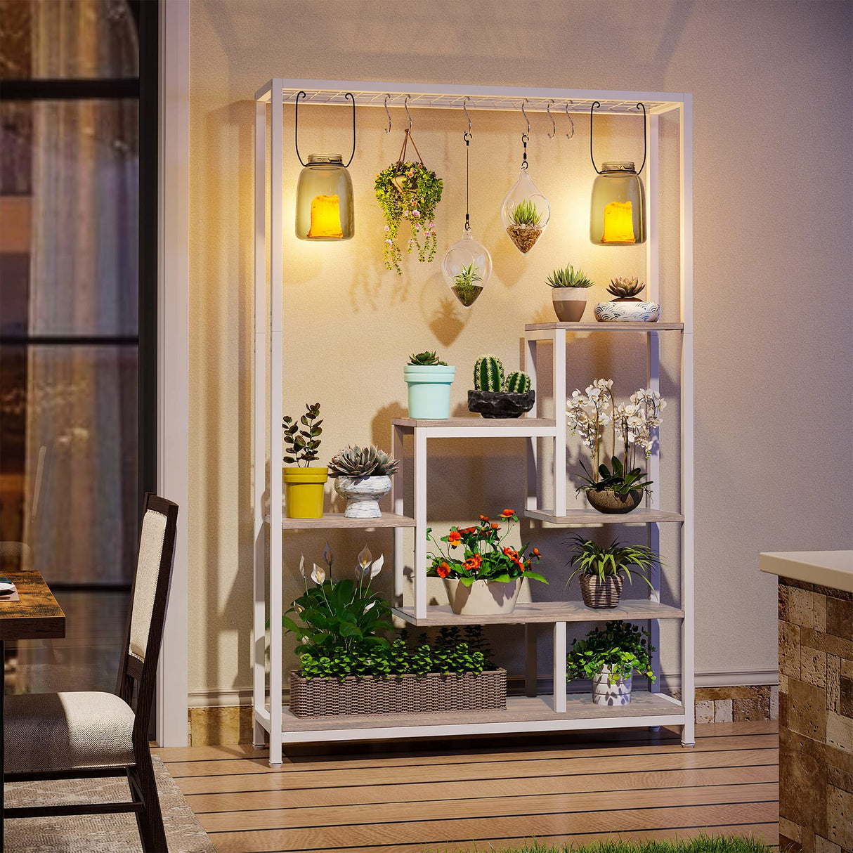 Tribesigns 5-Tier White & Beige Ladder Plant Stand