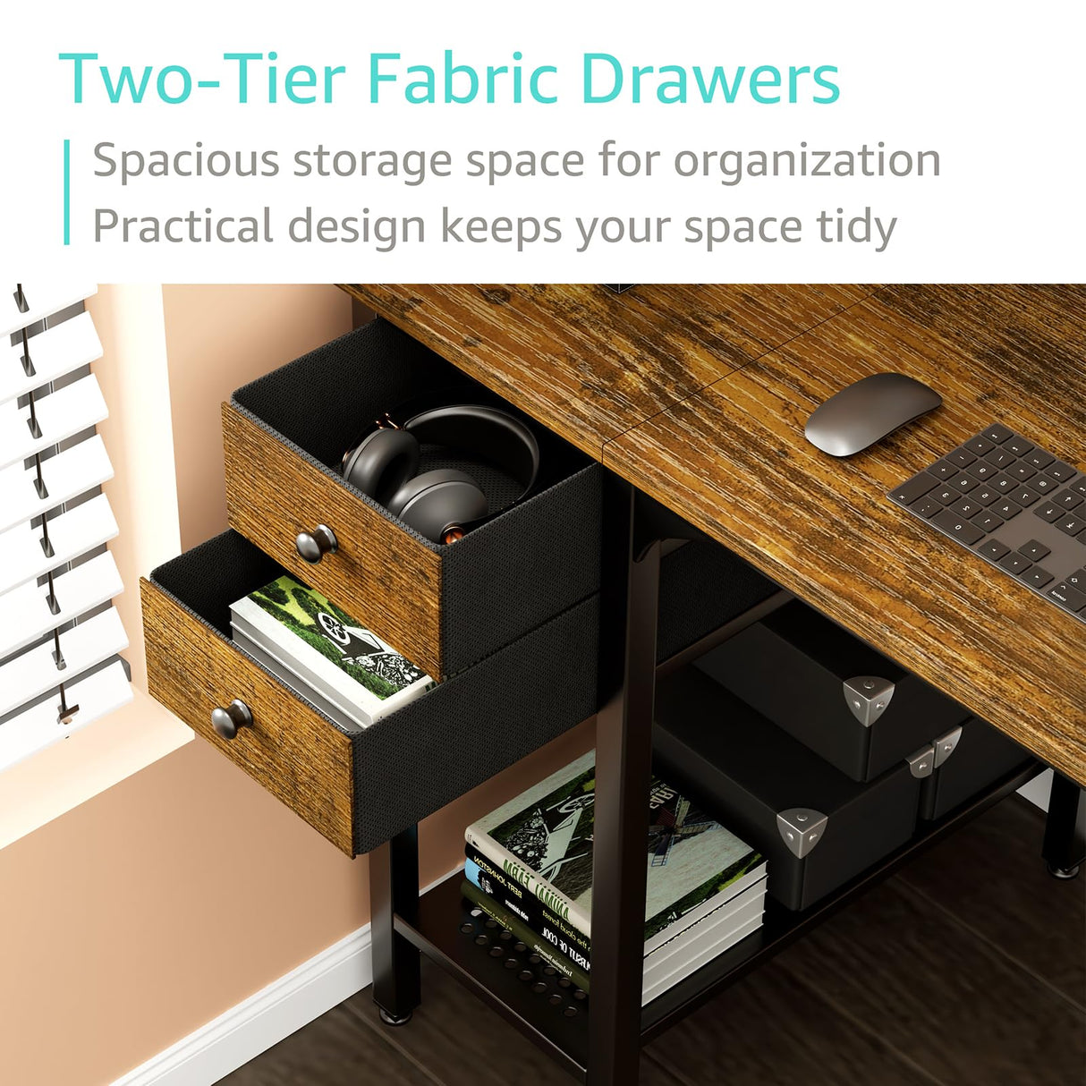 Small Desk with Drawers - 40 Inch Work Computer Desk for Small Space Home Office