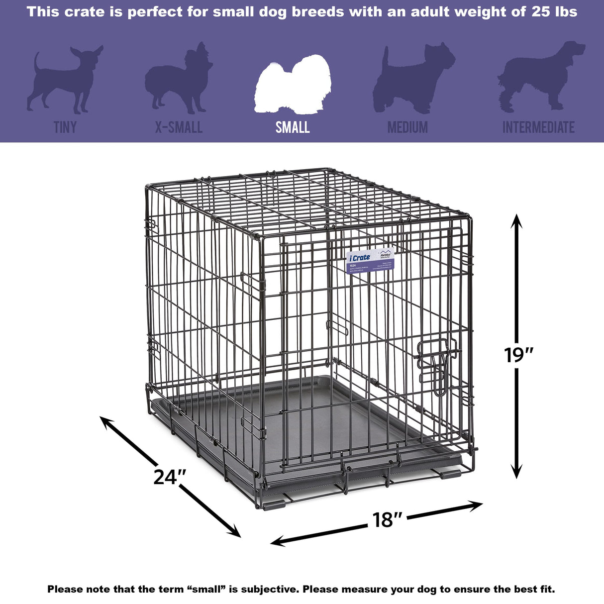 Newly Enhanced Single Door iCrate Dog Crate, Includes Leak-Proof Pan