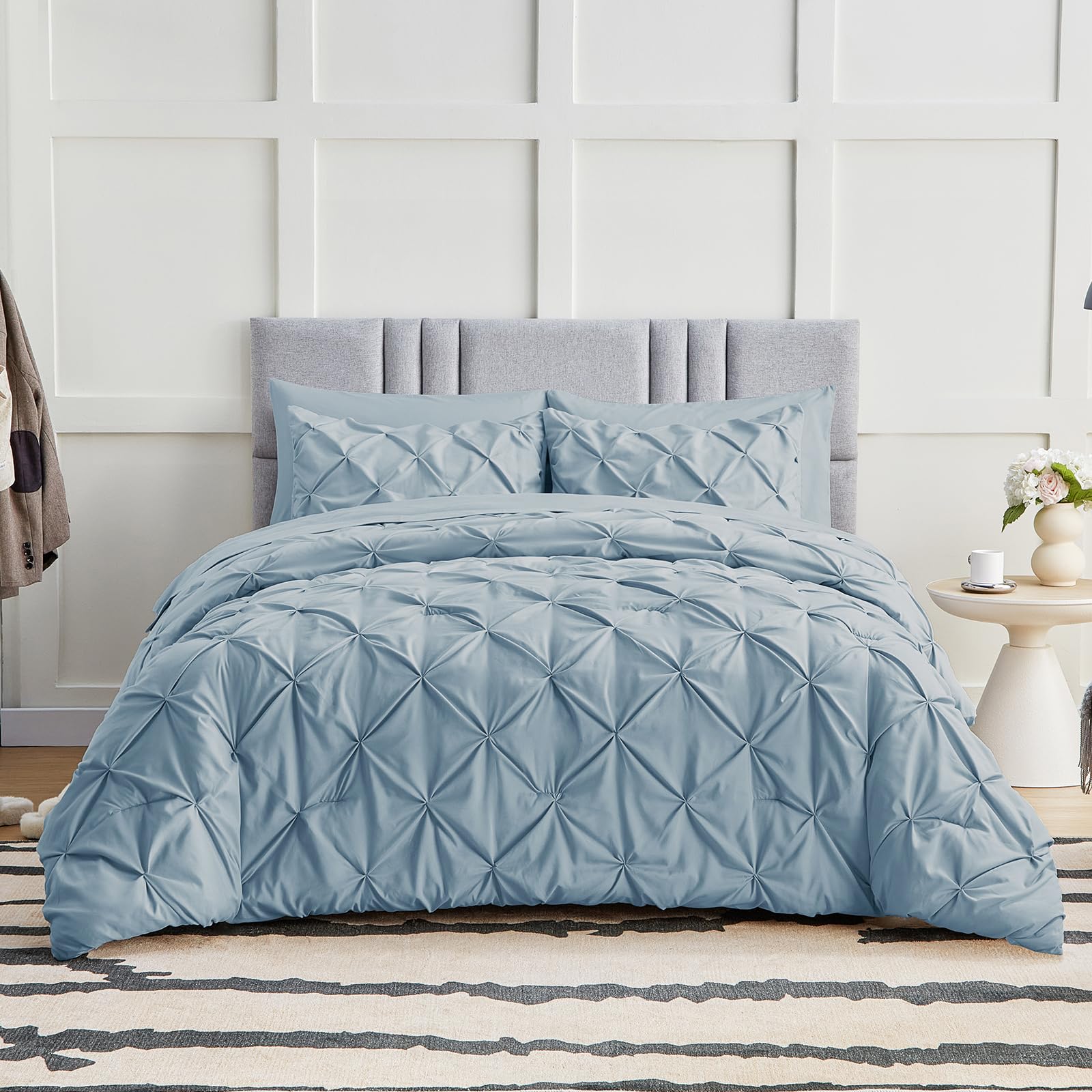 Queen Comforter Set - 7 Pieces Comforters Queen Size Light Blue