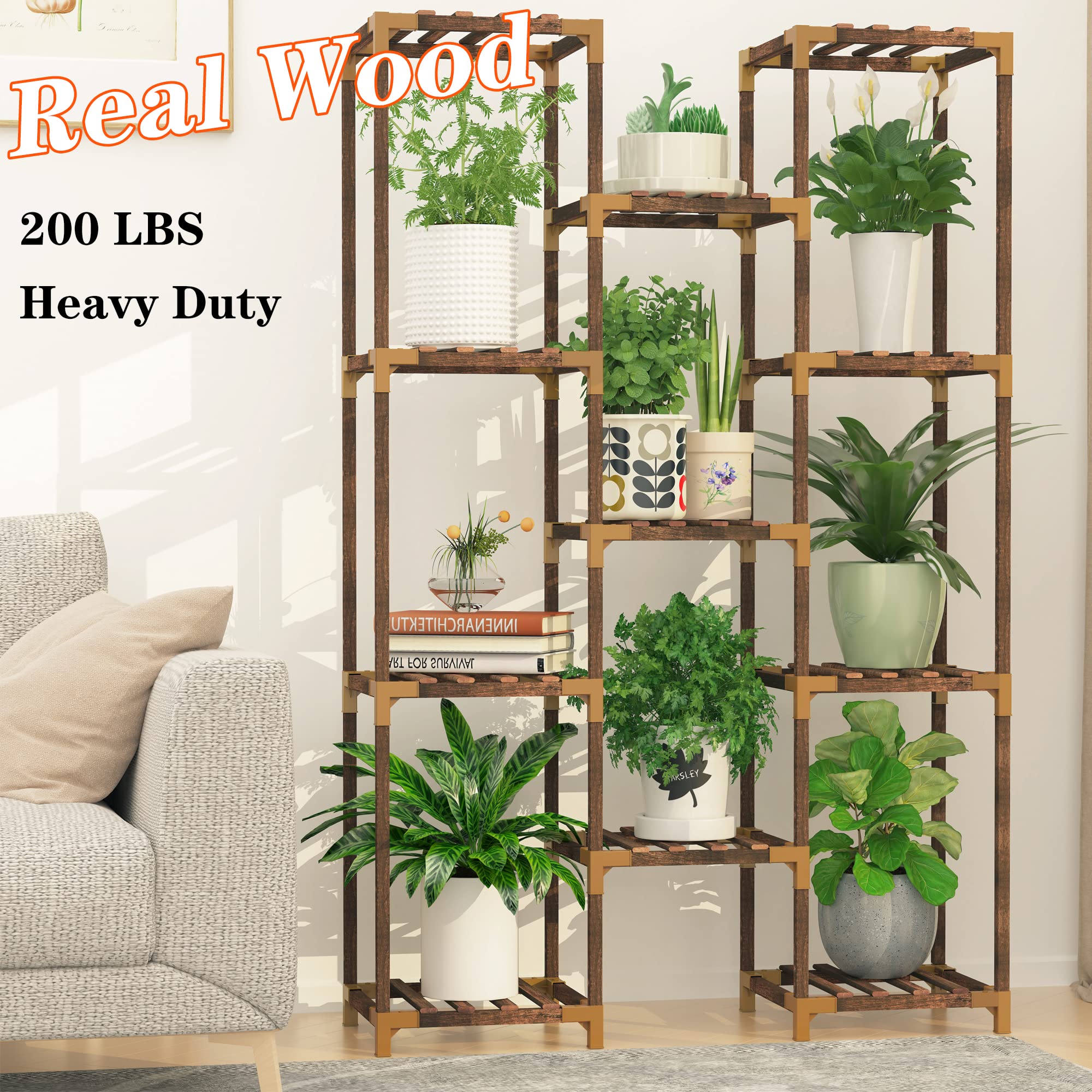 Plant Stand Indoor Outdoor, 11 Tier Reinforced Plant Shelf Multiple Plants