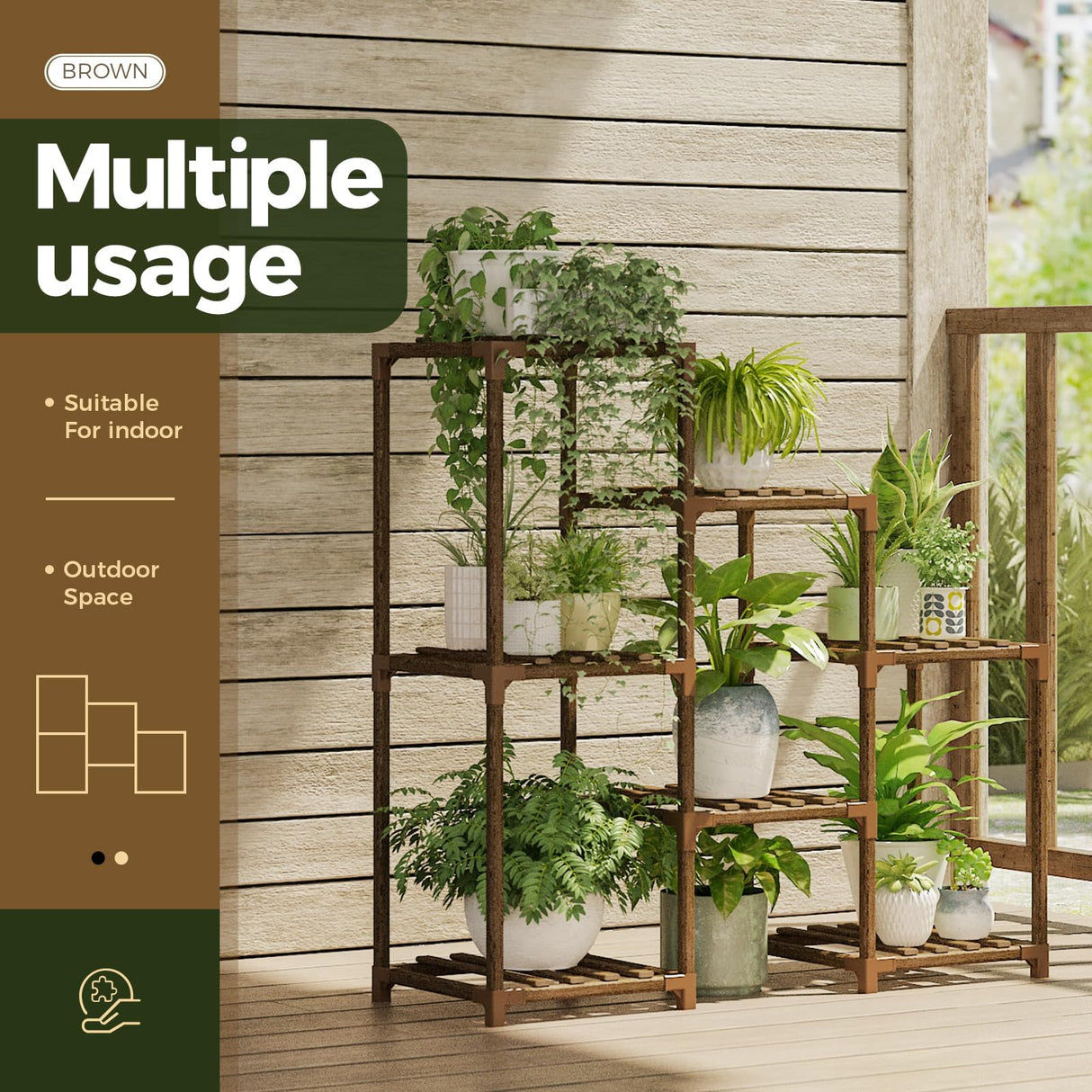 Rustic 7-Tier Wooden Plant Stand – Multi-Tiered Display Rack